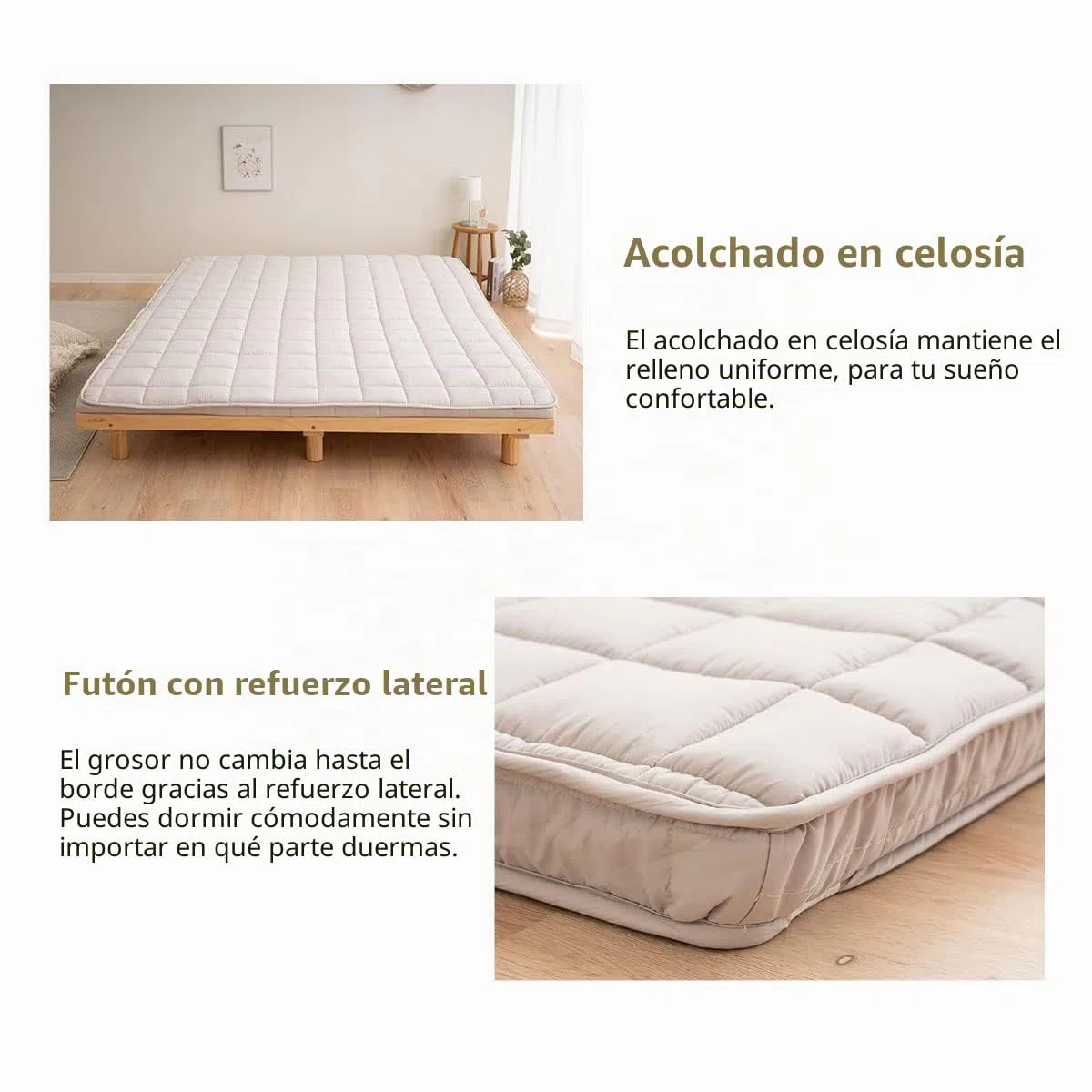 EMOOR Futón Japonés Plegable (Japanese Folding Futon Mattress) Acolchado Machi 140 x 202 cm Gris, Plegable con Correas Elásticas para Dormir en el Suelo Cama de Invitados Tatami