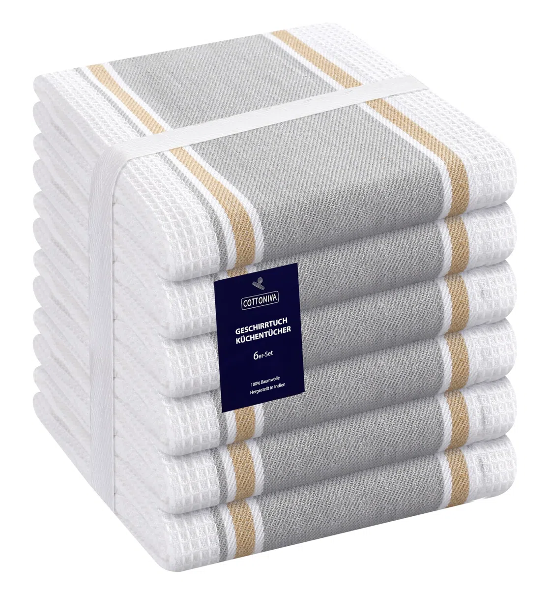 Trapos de Cocina algodón 100% Juego de 6 Piezas - Absorbente Toallas de té - Toallas de Bar - Lavable a máquina Paños de Cocina 40 x 66 cm Gris