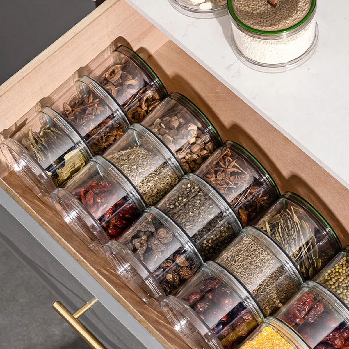Genérico Botes De Almacenamiento Para Especias | Envases Herméticos Transparentes Para Alimentos - Frascos Apilables Con Cierre De Silicona Que Ahorran Espacio En Cocina Y Alacenas