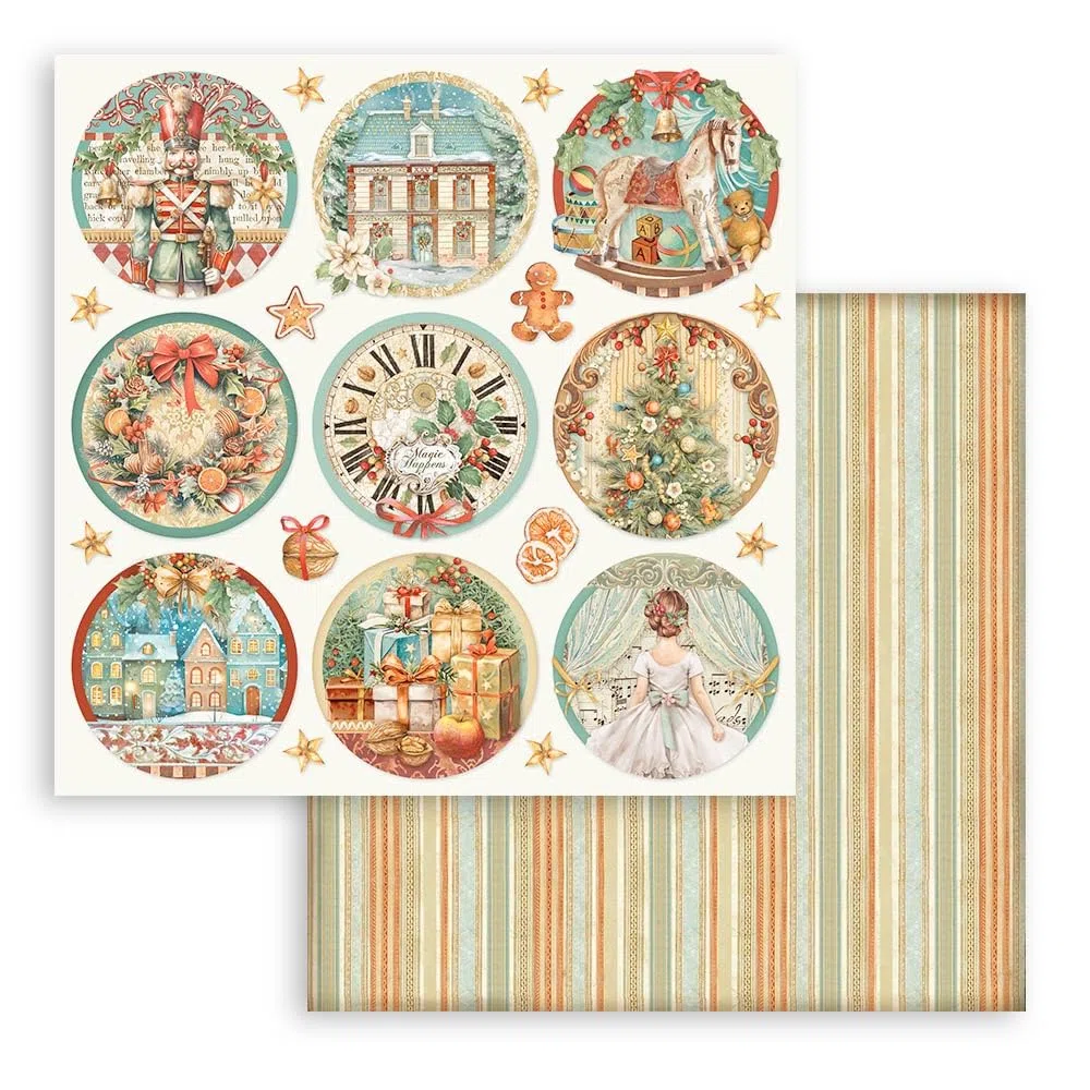 Stamperia - Scrapbook Paper Pad for Scrapbooks, Albums, Card Making, Bullet Journals, and More, Acid Free, Double-Sided, Perfect for Hobbies, Crafts and Gifting (The Nutcracker) (30,5 x 30,5 cm)