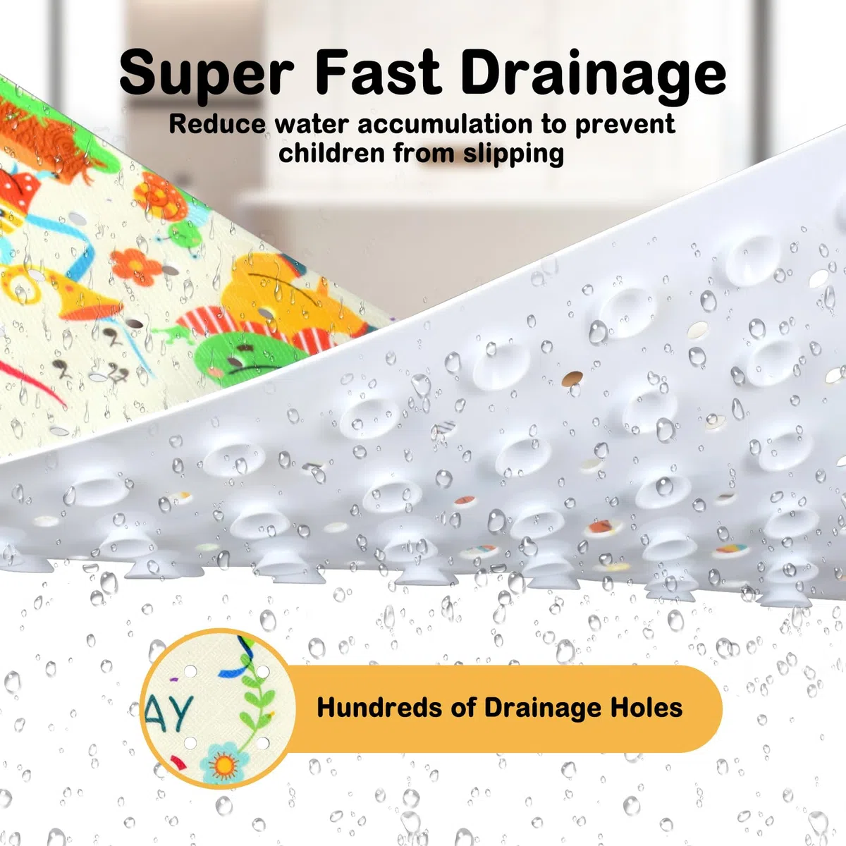 Alfombra Bañera Antideslizante Infantil, 100x40cm Bebe Alfombrilla Baño de PVC sin BPA, Alfombra Ducha con Ventosas, Bathtub Mat Niños, Lavable a Máquina