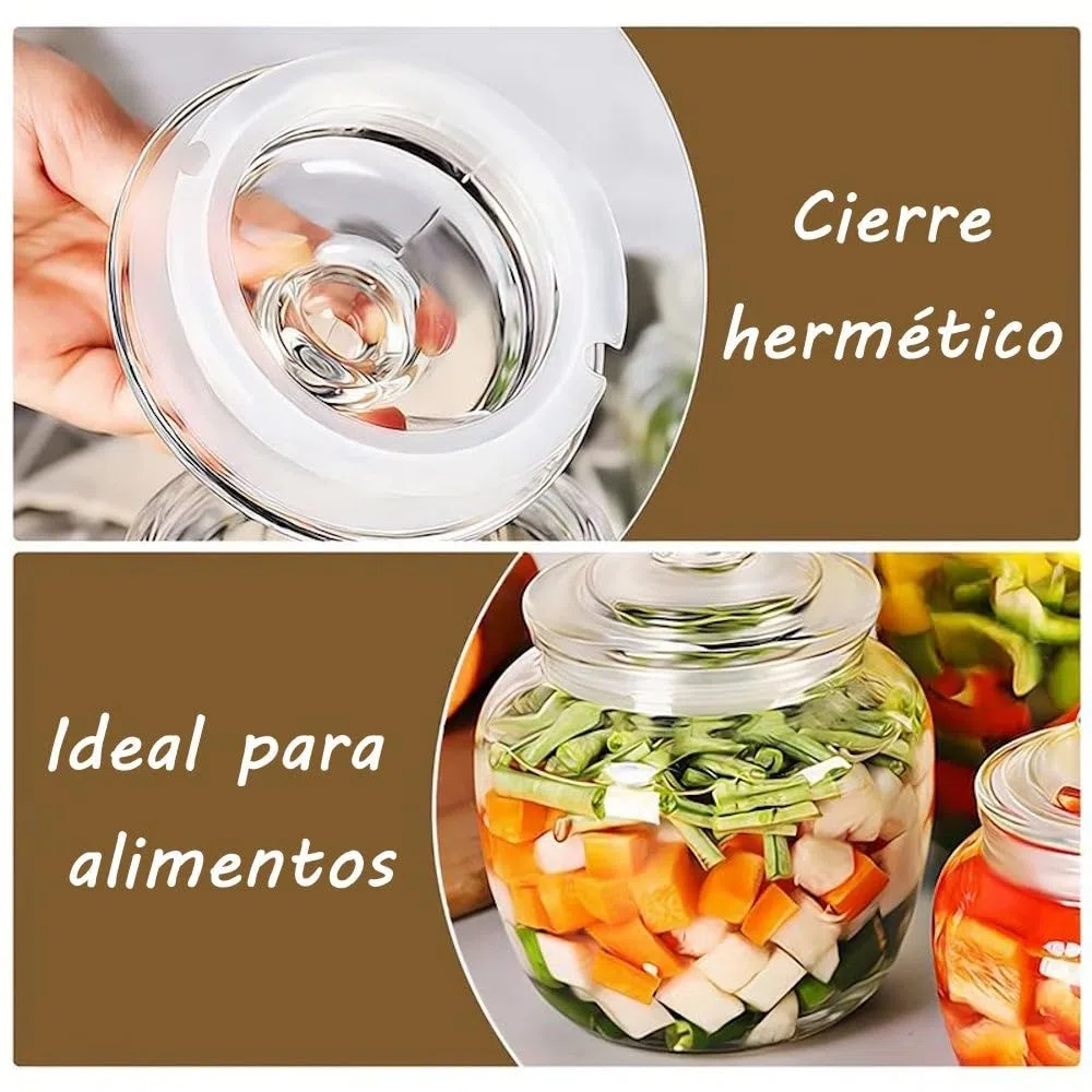 LOLAhome - Juego de 3 botes bombonera de cristal transparente con tapa hermética para alimentos. 3 tamaños para organizar la cocina o decorar el salón conservando productos con estilo