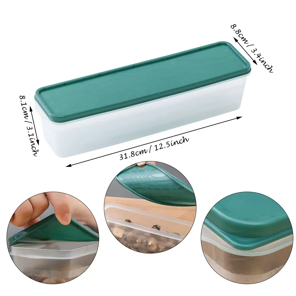 2 Piezas Espaguetis Envases de Fideos, Caja de Almacenamiento de Alimentos, Recipientes para Alimentos, Contenedores de Fideos con Tapas para Almacenar Pasta, Cereales y Alimentos Secos (Verde)