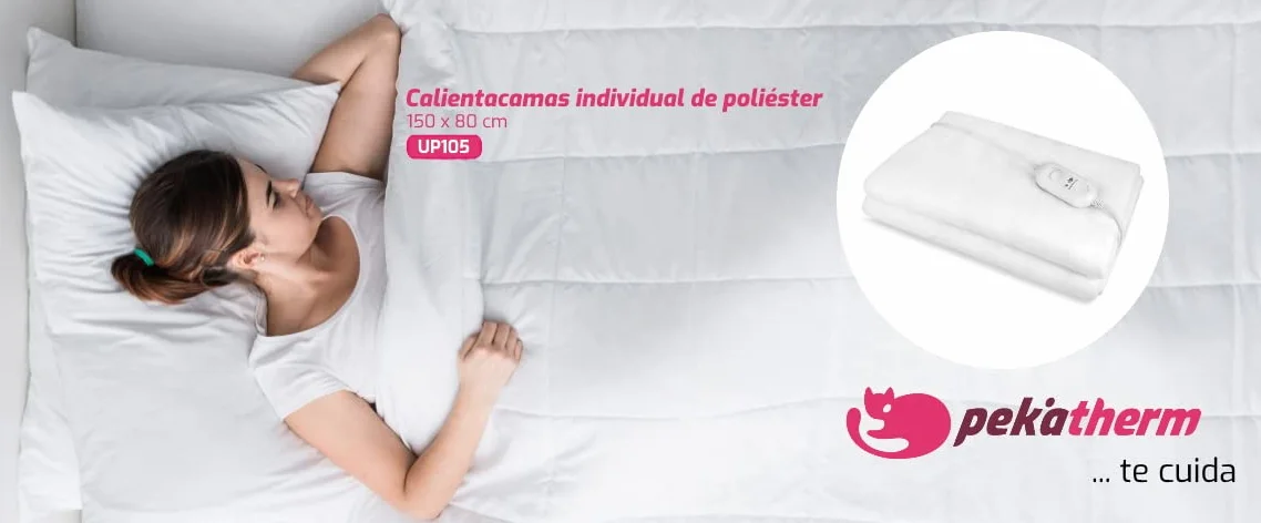 Calientacamas Eléctrico Individual | Tamaño 150 x 80 cm | 2 Niveles de Temperatura | Calientacamas Elaborado en Poliéster 100% | Manta Eléctrica Cubre Colchones | Pekatherm UP105