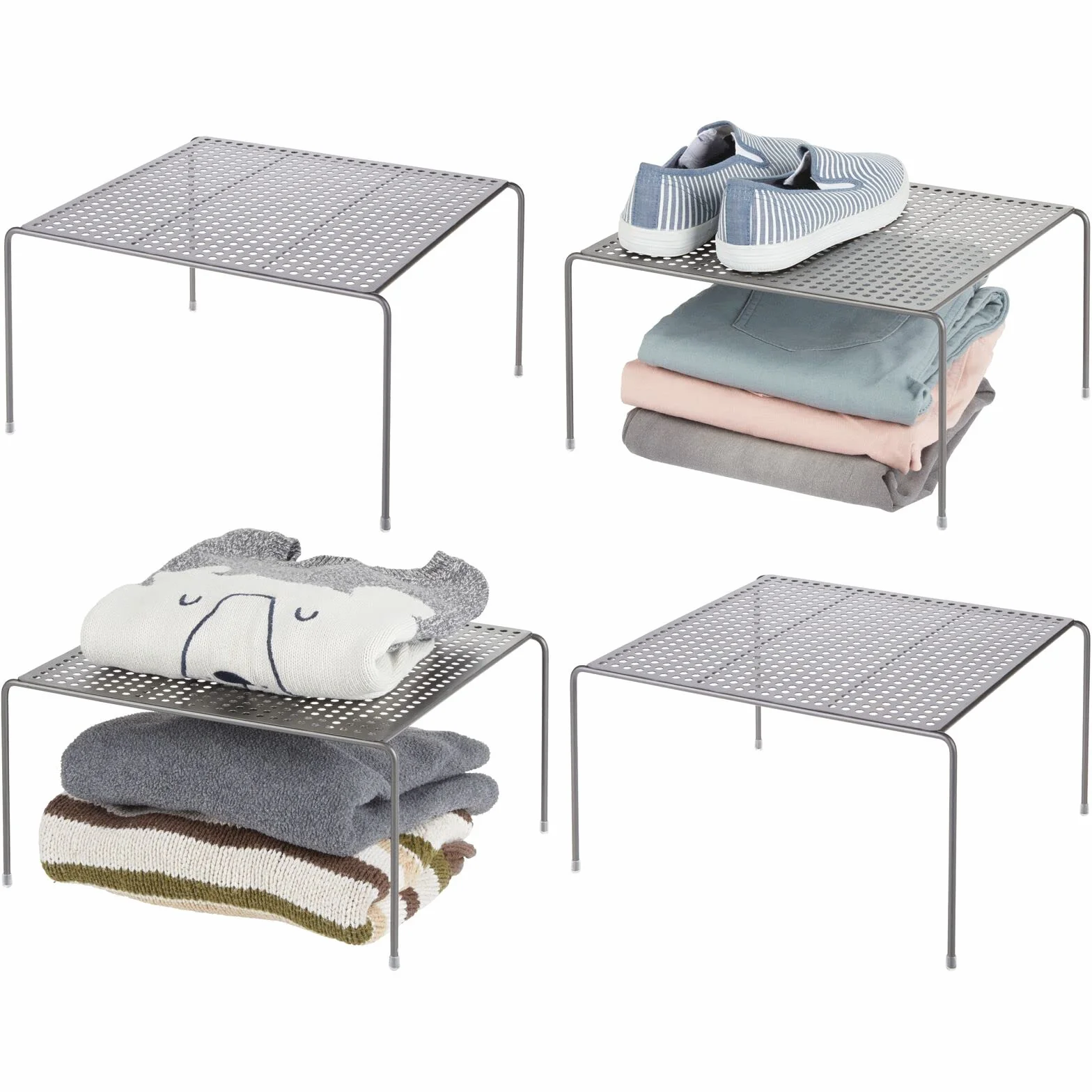 mDesign - Separador para Armario (Organizador de Armario de Metal práctico - Armario para Dormitorio, Cocina, Juego de 4 Unidades, Color Grafito