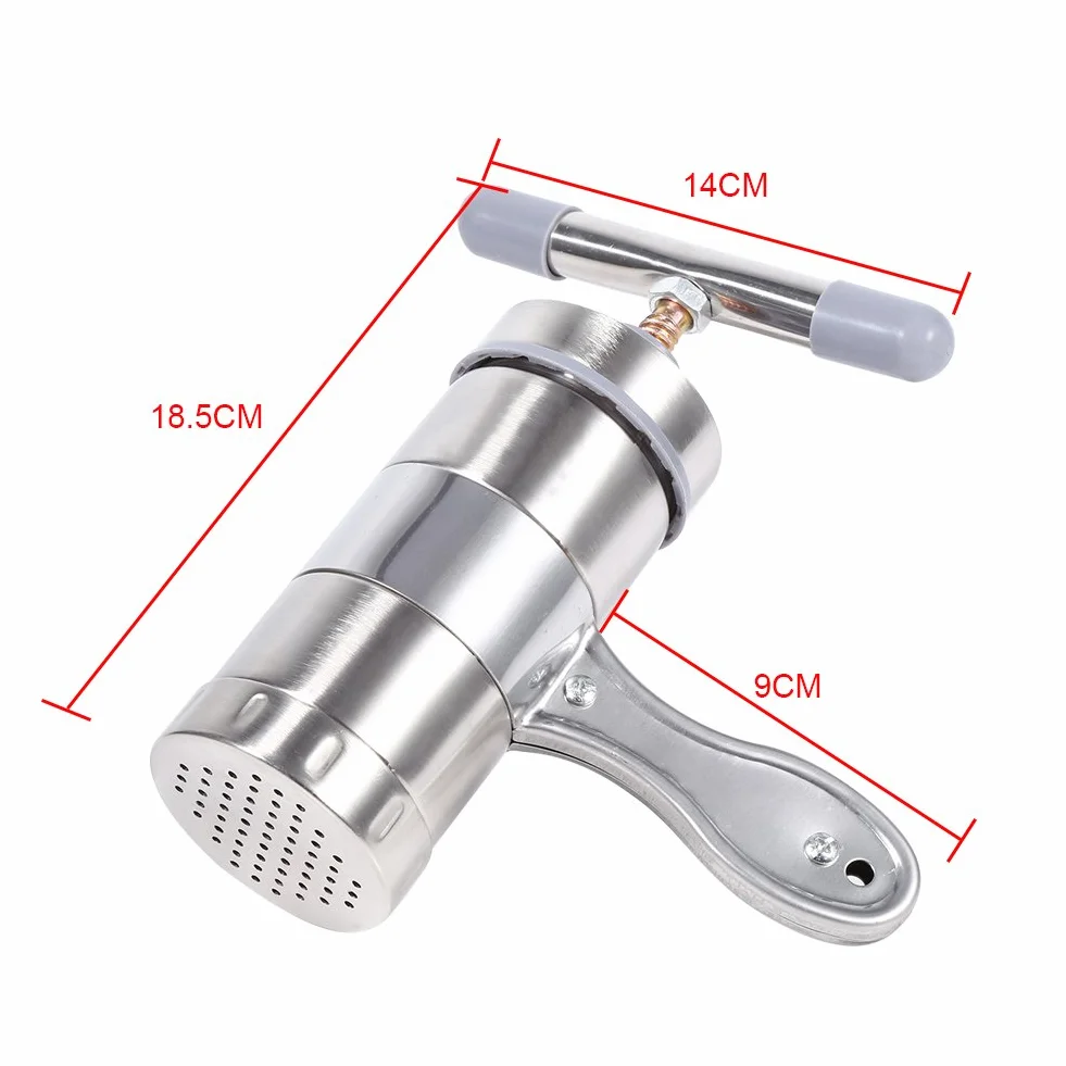 Máquina para Hacer Pasta, Máquina para Hacer Pasta, Prensa para Pasta, Prensa Manual para Pasta de Acero Inoxidable con 5 Cabezales de Molde para Fettuccine Fresco, Espagueti,