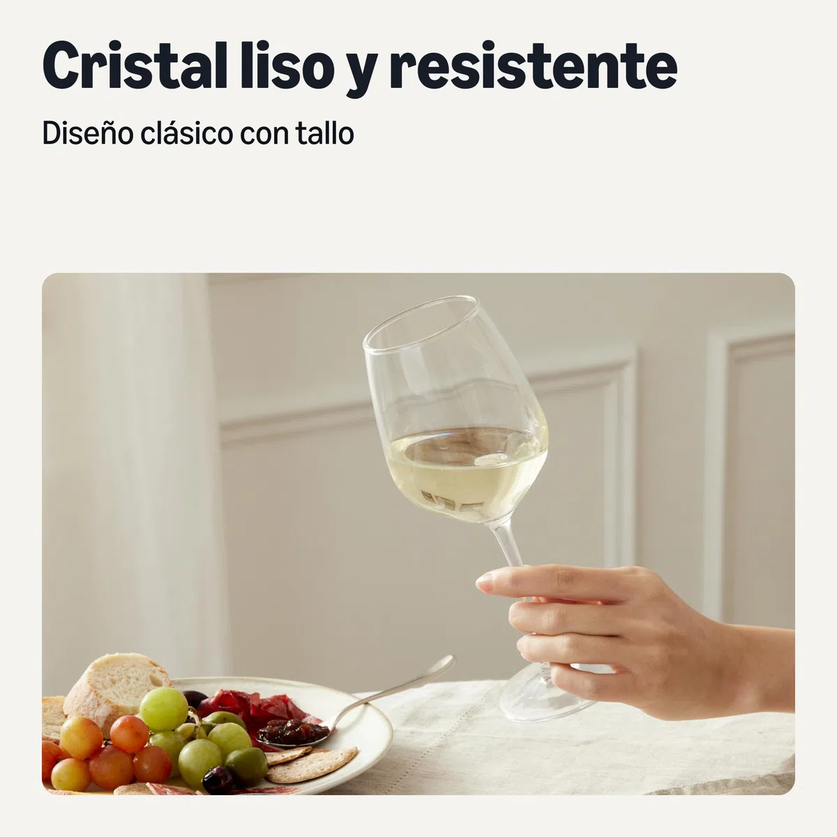 Amazon Basics Copas de Vino Blanco con Tallo, Juego de 6 Piezas, 341ml, Aptas para Lavavajillas