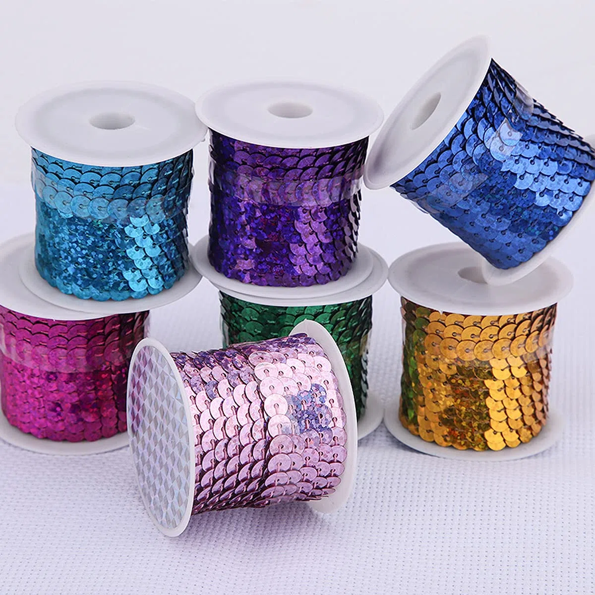 20 rollos de cuentas de lentejuelas de 5 yardas, cinta de lentejuelas iridiscentes para manualidades, collares, costura, ropa, decoración de vestidos