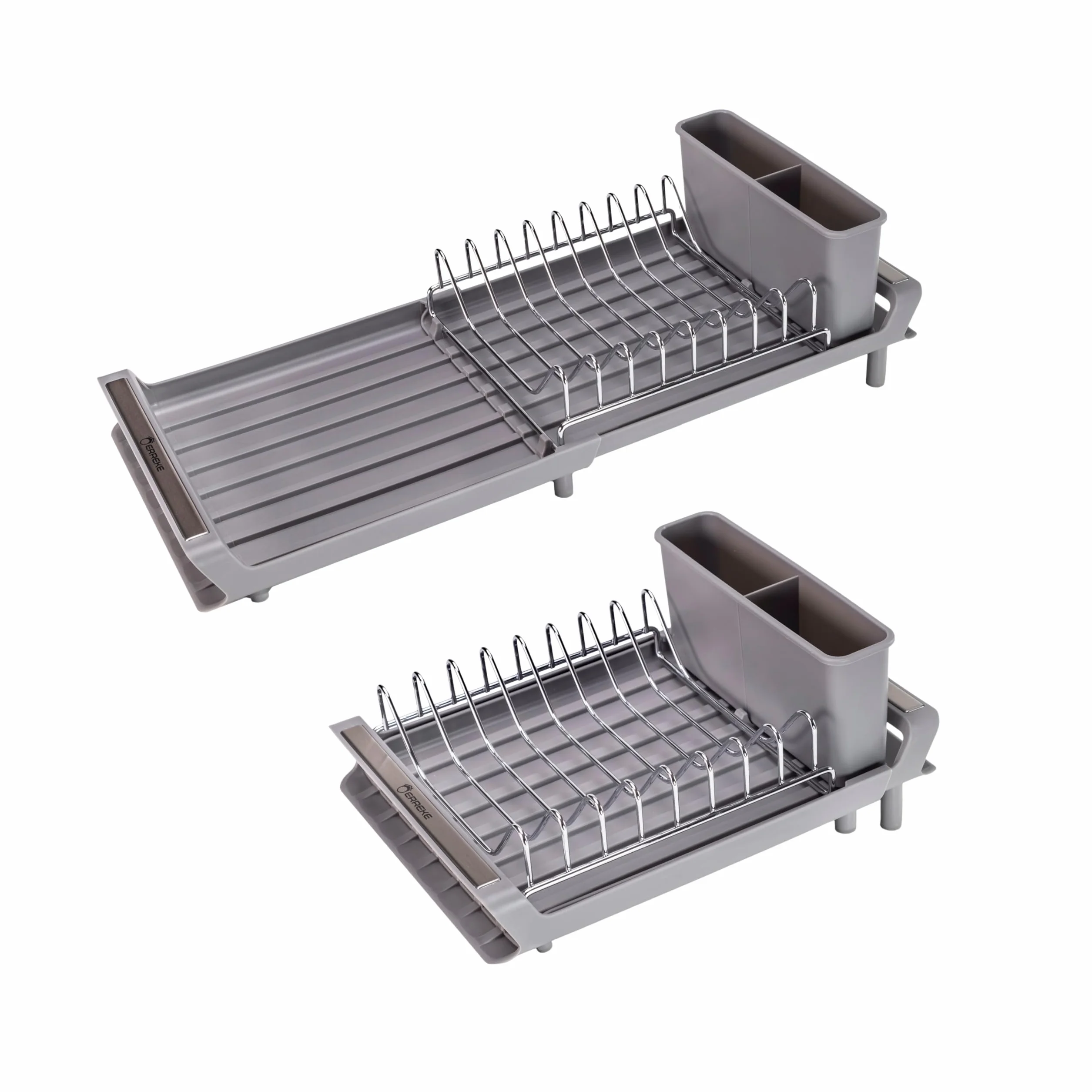 Erreke Escurreplatos Plegable, Escurridor de Platos, Drena al Fregadero, Rejilla de Acero Inoxidable, Escurre Platos Pequeño Compacto Encimera Cocina, Escurreplatos sobre Fregadero, 28x20 cm (Gris)