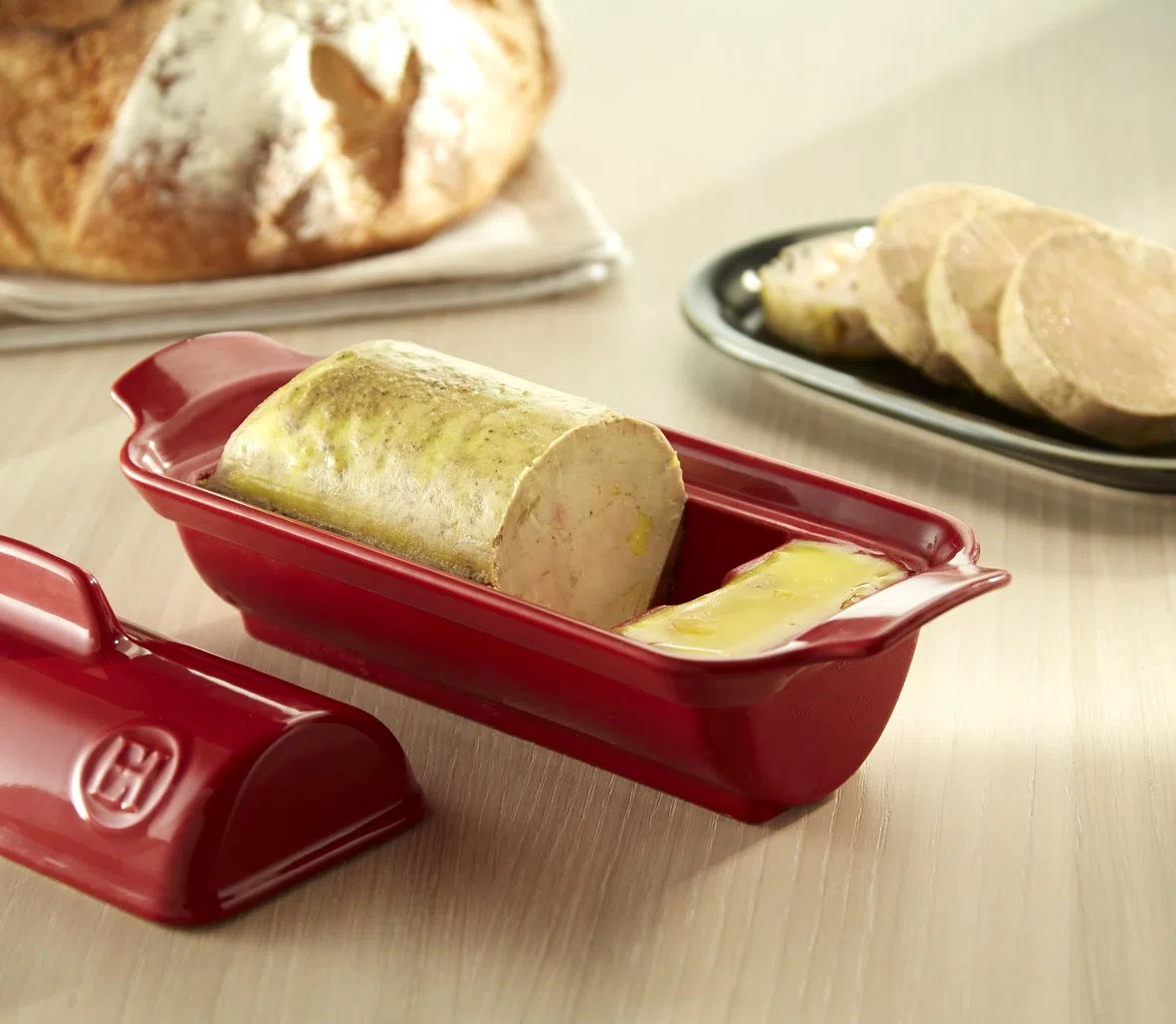 Emile Henry Medallón de cerámica Foie Gras Terrine 24,5 x 10,5 x 10 cm Carbón vegetal