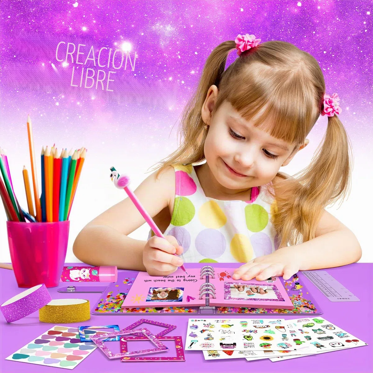 Aocii Kit de diario de bricolaje para niñas, regalos para niñas de 6 a 14 años, conjunto de suministros para álbumes de recortes y diarios