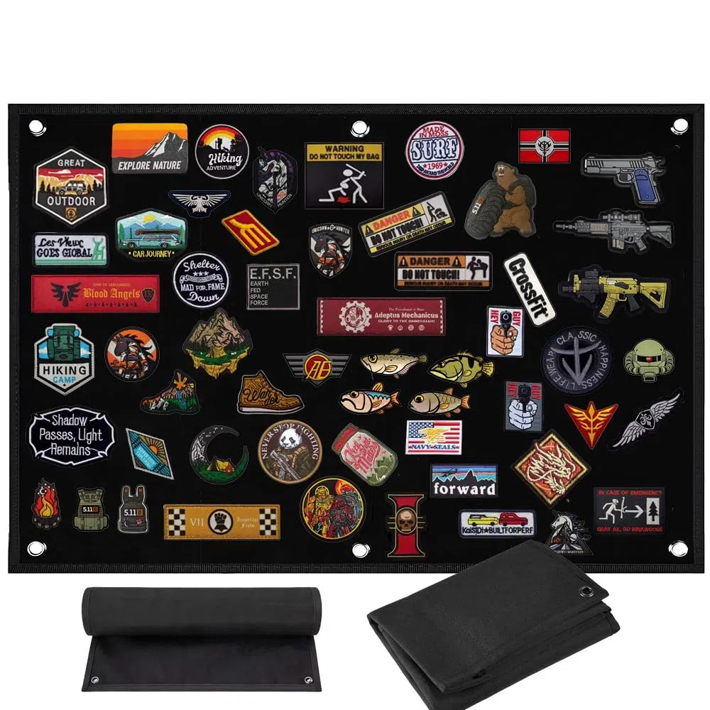 Panel de parche con, 85 x 70 cm, pantalla táctica de para parches, y moral, pantalla de pared, de nailon Oxford, 6 ojales metálicos para montaje en pared