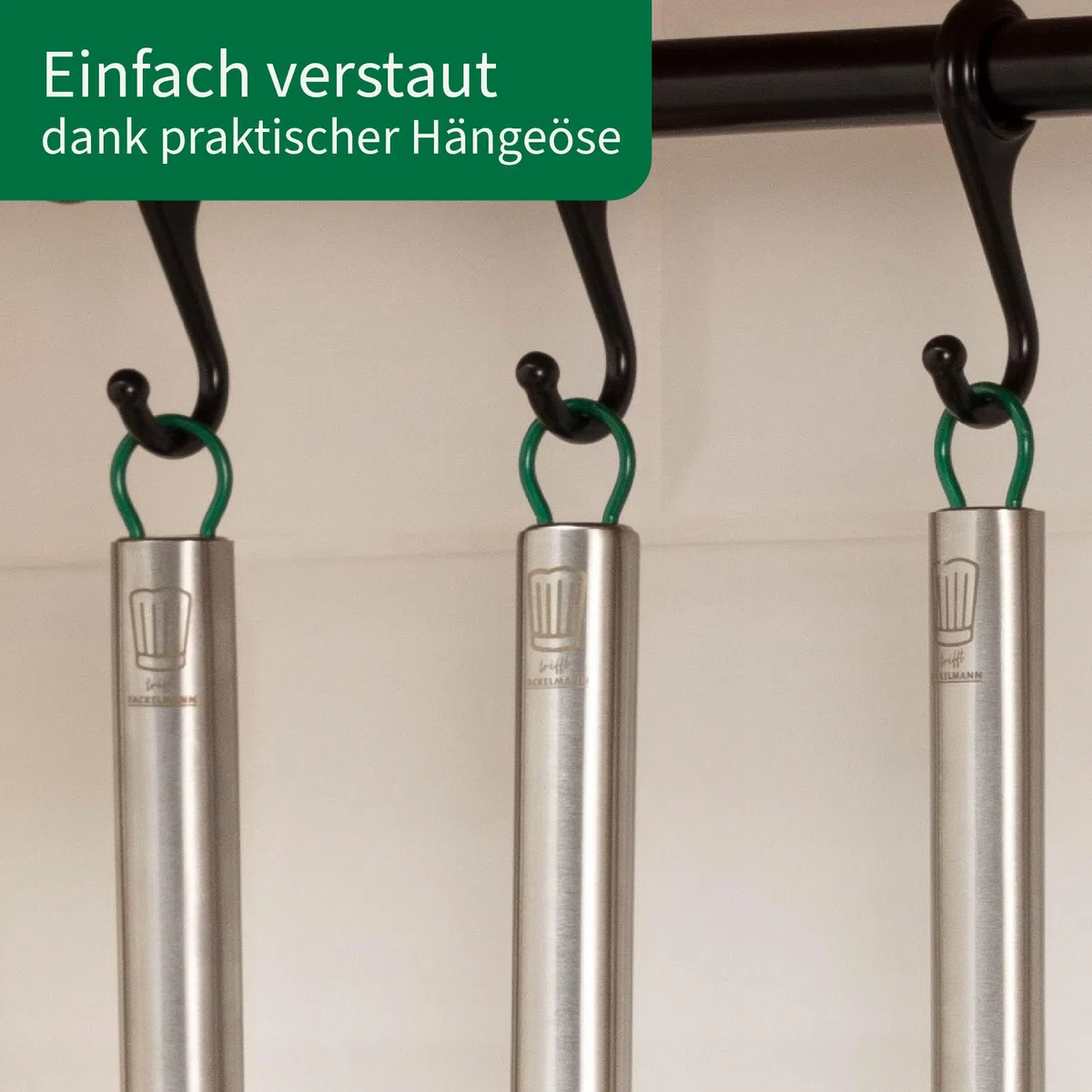 Chefkoch trifft Fackelmann – Cucharón prémium de acero inoxidable, 31 cm, apto para lavavajillas, mango ergonómico, ideal para sopas y guisos