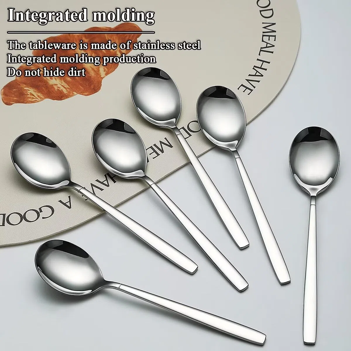 Berglander cucharas de sopa 12 piezas, Mesa moderna de acero inoxidable Cuchara, cuchara de cena, ideal para el hogar, restaurante, hotel, boda y fiesta, apto para lavavajillas