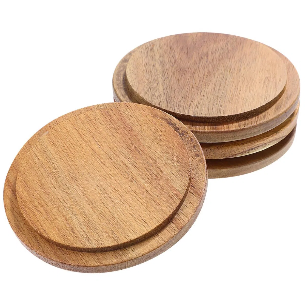 Tapas de Madera para Vasos de Vidrio y Cerámica 4 Unidades Redondas de Madera de Acacia 85 CM Fundas Reutilizables Multiusos para Tazas Cubiertas para Decoración y