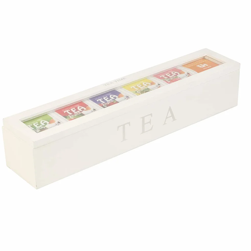 Organizador de bolsas de té, caja de almacenamiento de té de madera, cofres de almacenamiento de té, caja de almacenamiento de bolsas de té y café, caja de almacenamiento (White)