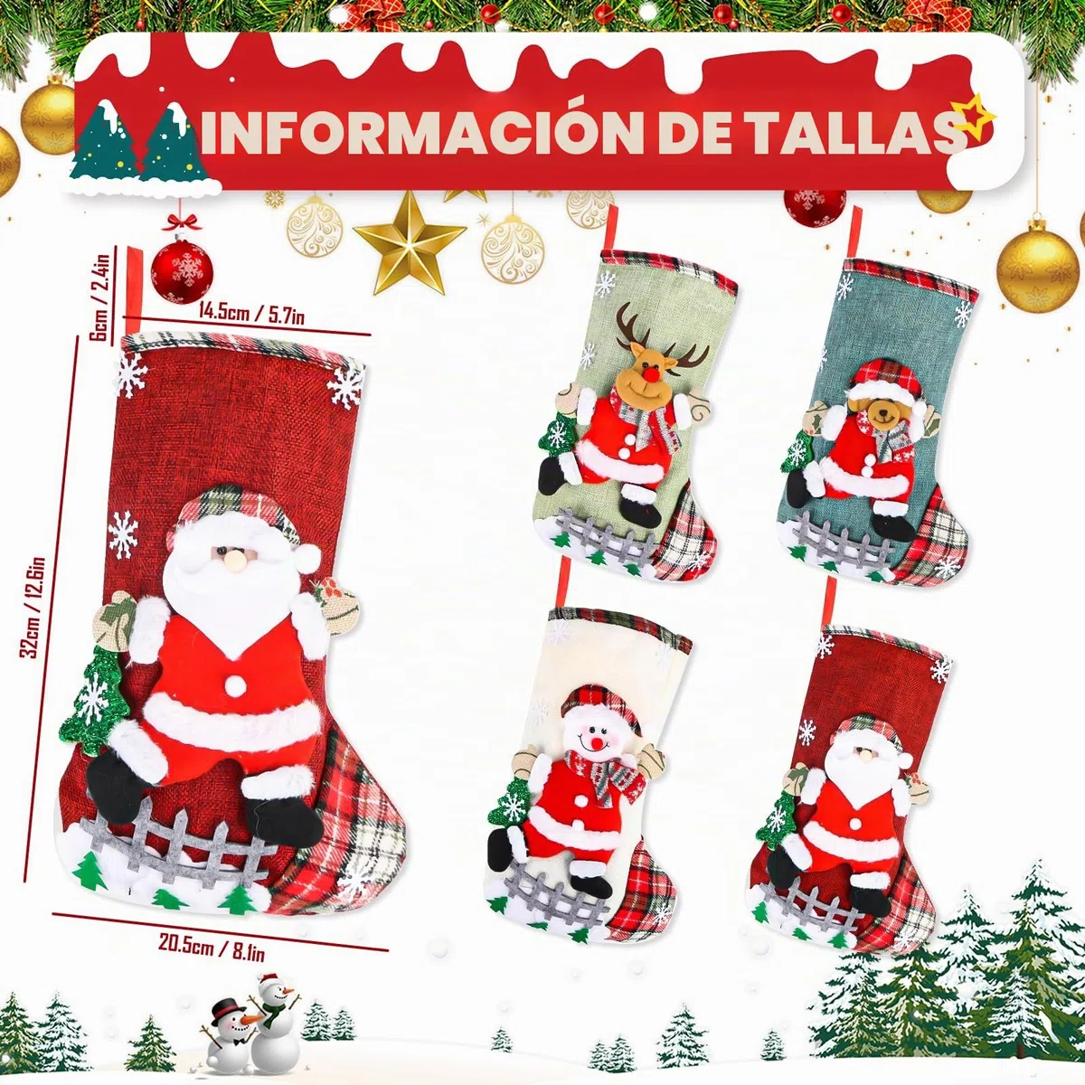 Juego de calcetines de Papá Noel, 2025 Nuevo calcetín de Navidad, botas de Papá Noel para rellenar, calcetines de Navidad para colgar, juego de calcetines de Navidad, calcetines de Papá Noel