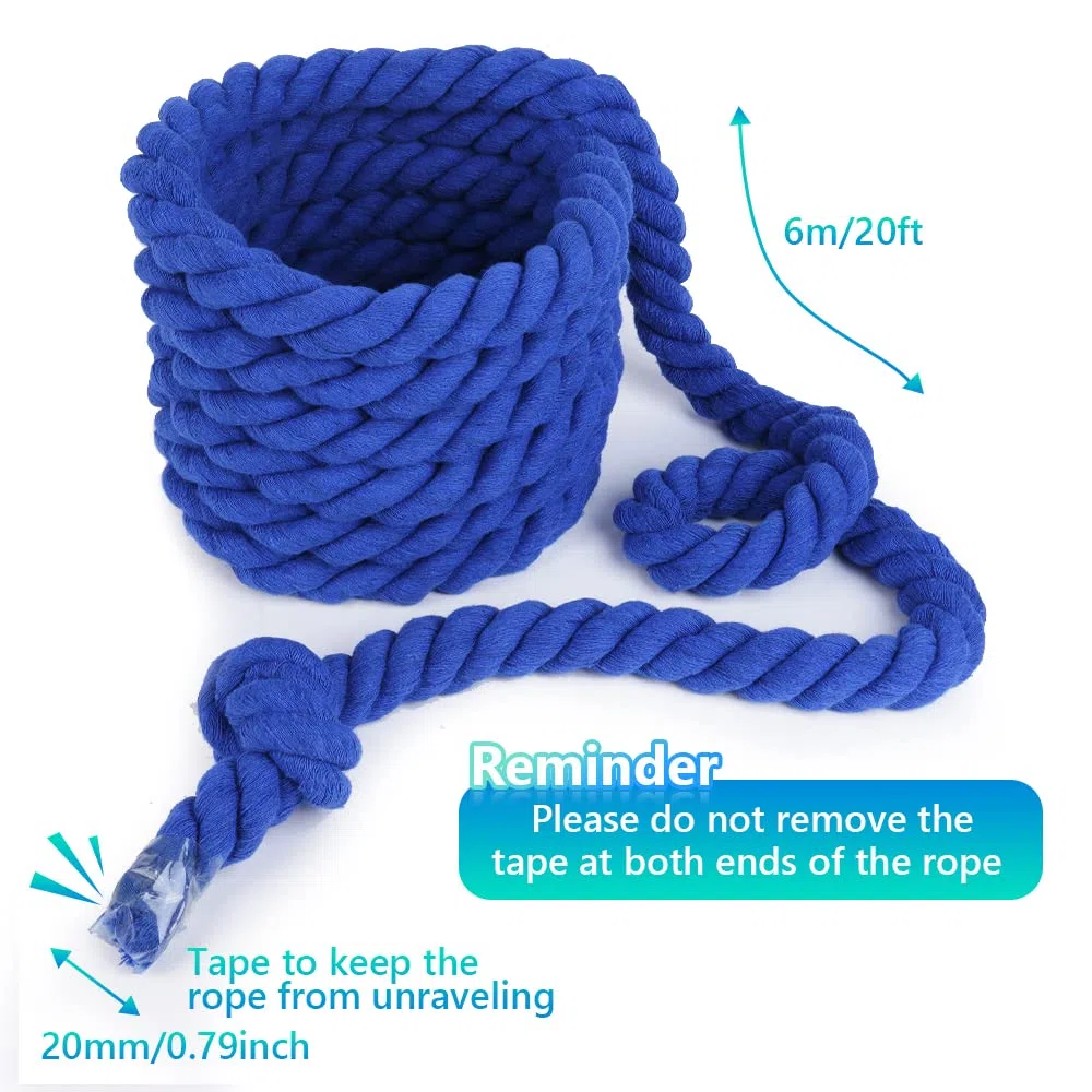 Flintronic Cuerda de Algodón Trenzado Natural, Cuerda de Tira y Afloja Duradera de 20 Pies, con Accesorios de Medalla/Silbato, Juego al Aire Libre, Fiesta Familiar, Juego de Cuerda de Tira y Afloja