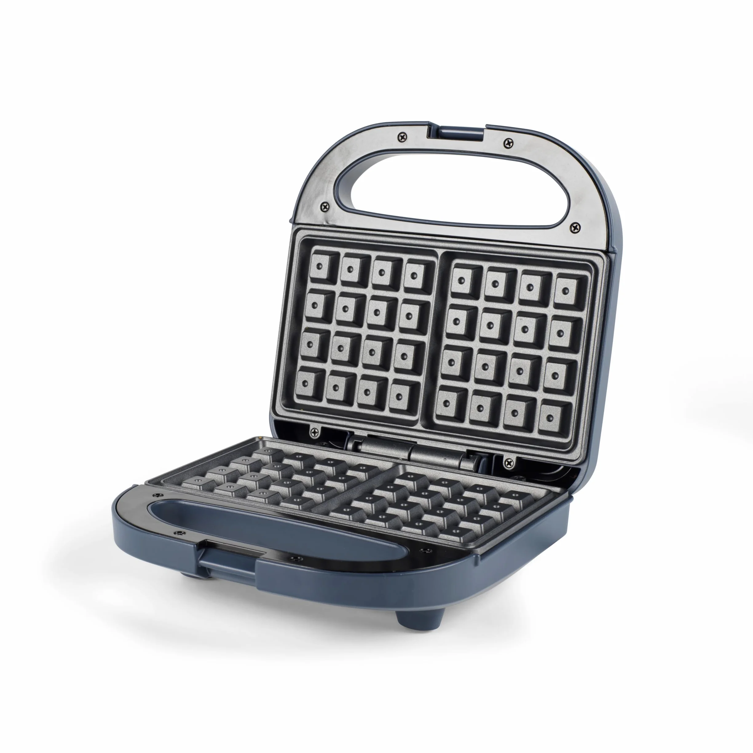 Progress Mellow Waffle Maker - 2 rebanadas, control automático de temperatura, luces indicadoras de encendido/listo, placas de cocción antiadherentes, asas de transporte frías al tacto, 750 W