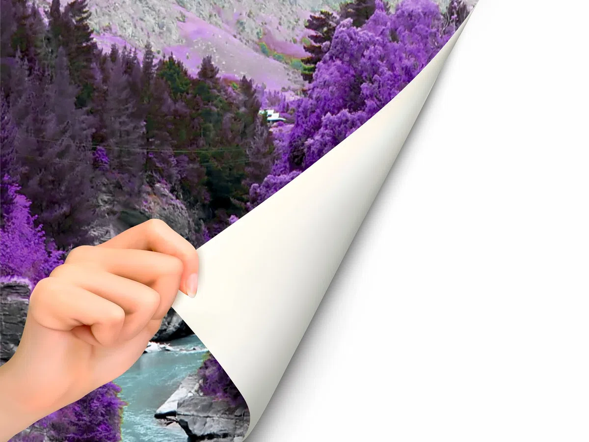 Pegatinas Vinilo para Frigorífico rio vegetación morada | Varias Medidas 185x70cm | Adhesivo Resistente y de Fácil Aplicación | Pegatina Adhesiva Decorativa de Diseño Elegante