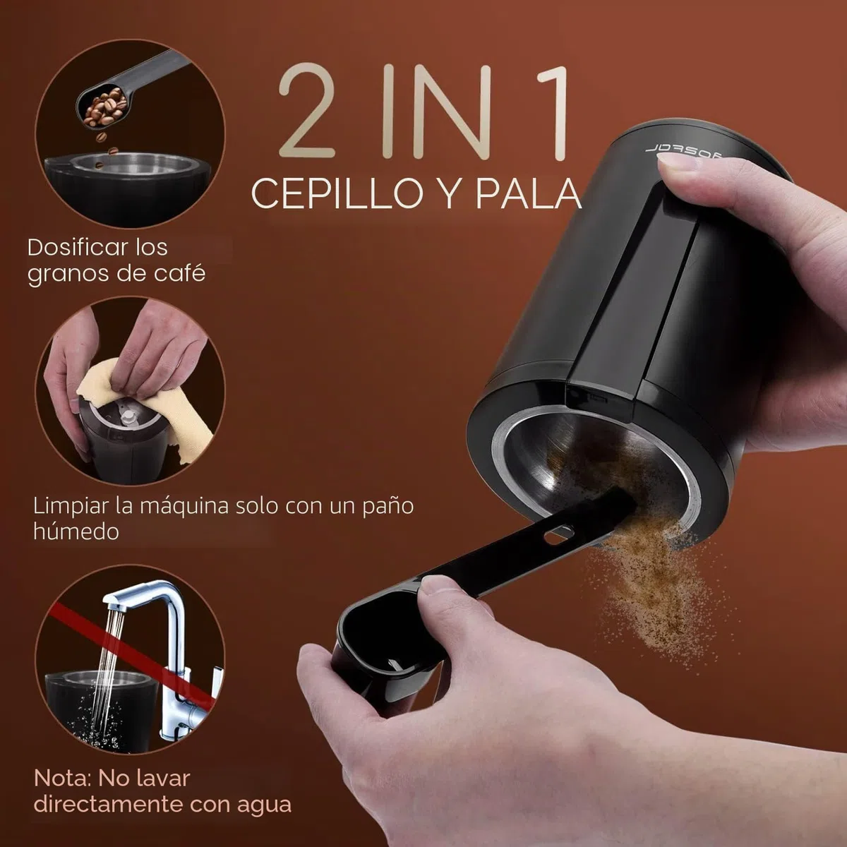 Aigostar Molinillo de Café Eléctrico, con Cuchilla de Acero Inoxidable, Semillas Especias Frutos Secos Molinos de Cuchillas de 200W Potencia, Capacidad 60gr con Cepillo para Limpieza, Libre de BPA