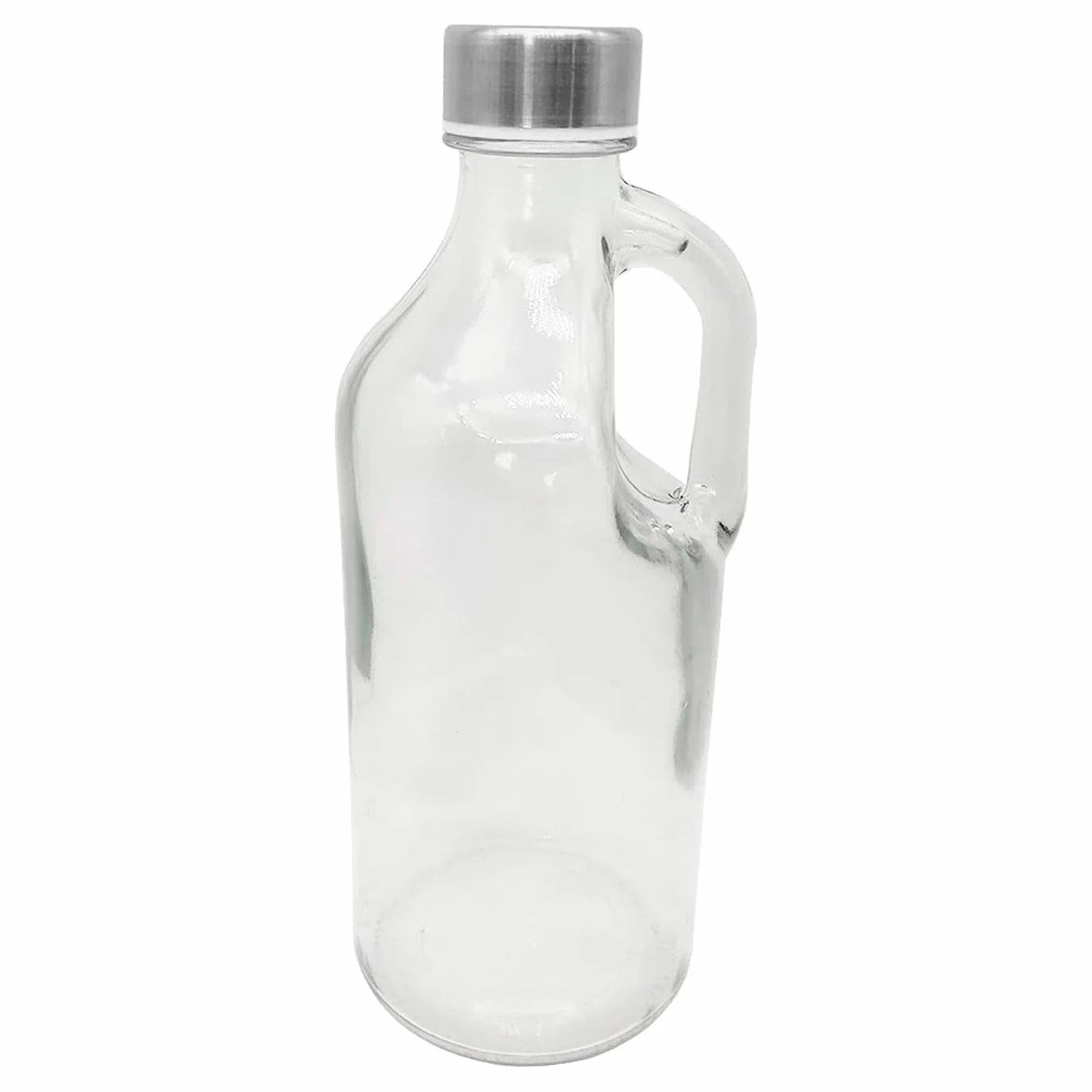 Acan Tradineur - Pack de 3 botellas de cristal con asa 1000 ml, tapa de rosca de plástico y metal, jarra dispensadora 24,7 x 9,5 cm para agua fría o caliente, bebidas, té helado
