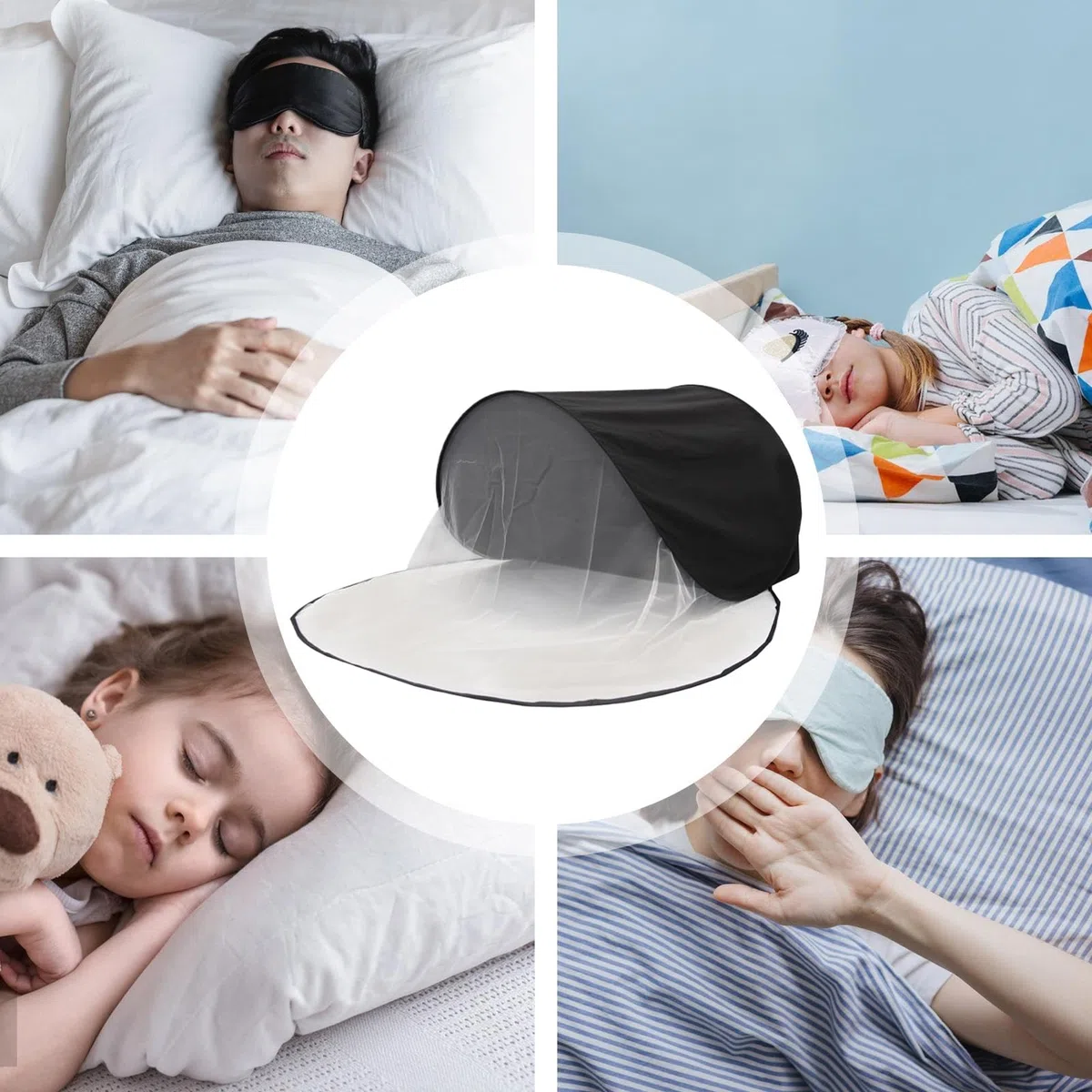 Toldo de cabeza para cama, tienda de campaña para dormir con bloqueo de luz, plegable y transpirable, ayuda a dormir para viajar, sueño ininterrumpido, relajación, ligero, 46.06 x 32.28 x 22.44