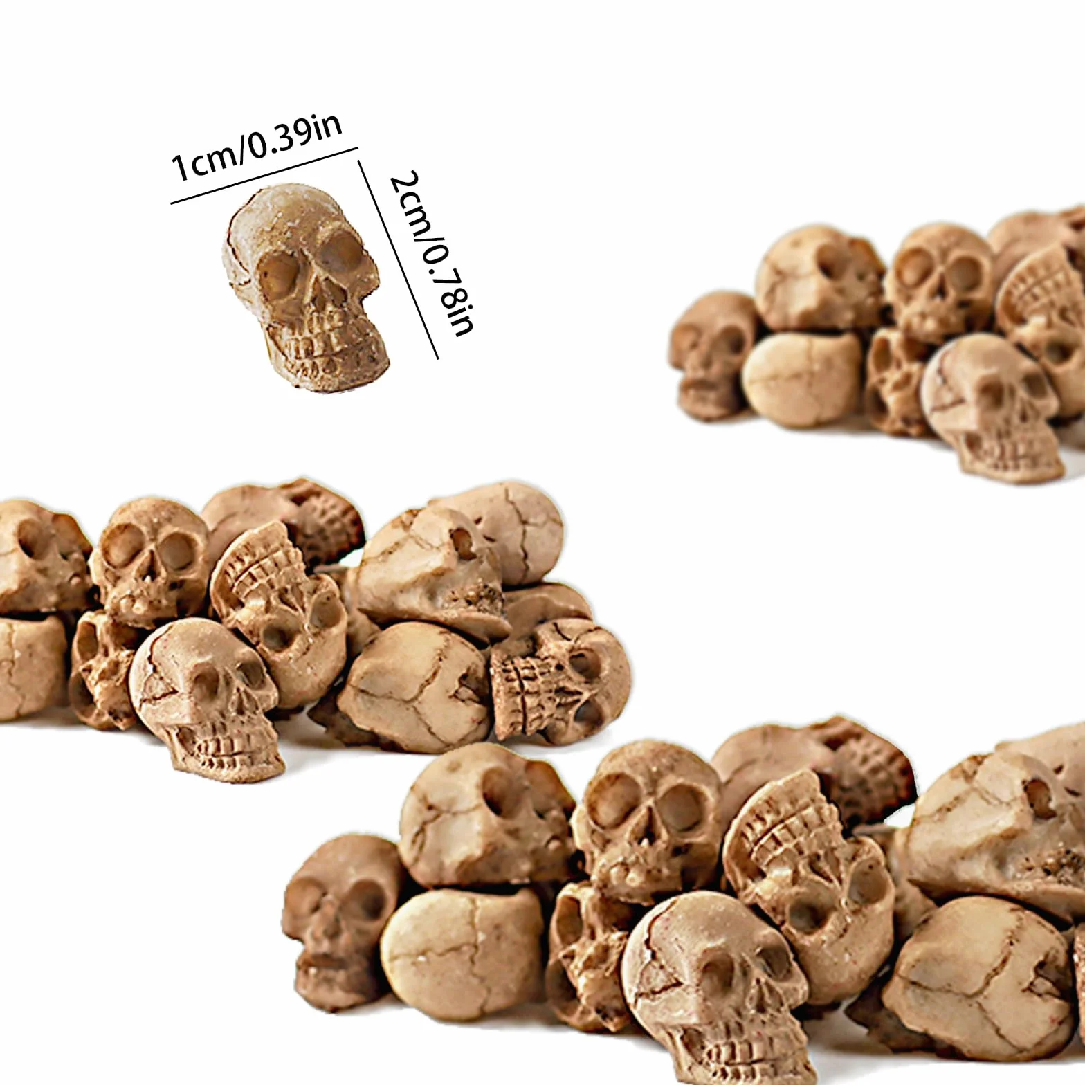 Juego de 20 Calaveras de Resina - Mini Esqueleto de Halloween - Figuras y Cabezas para Decoración de Halloween, Verduras, Plantas