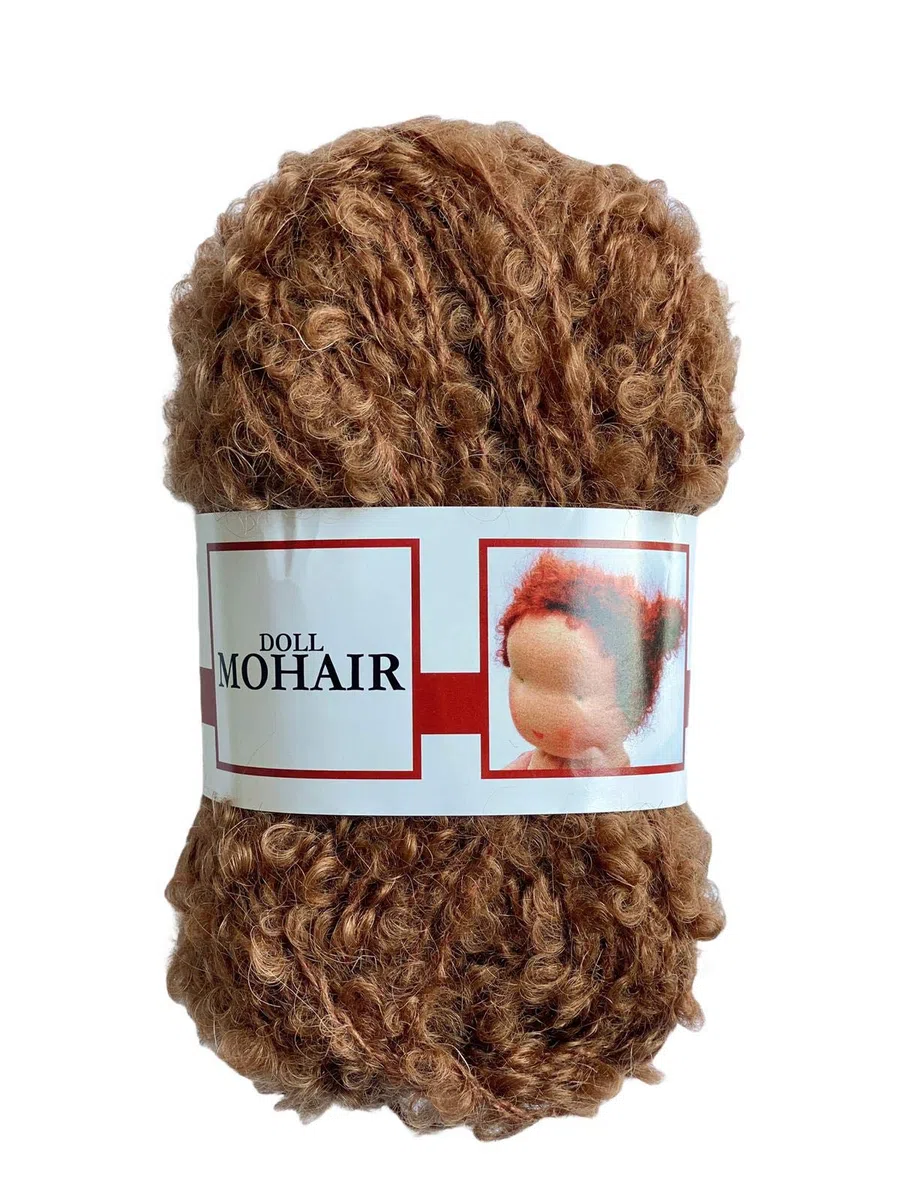 De witte Engel Muñeca Pelo Mohair Blouclé Hilo para waldorf Steiner Dolls 50 gr (marrón claro)