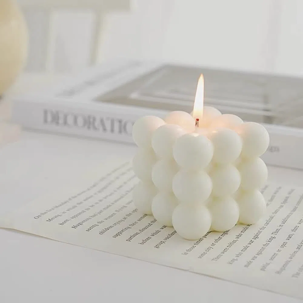2Pcs velas de cera de abeja de soja, natural y aromática Bubble Candle, hechas a mano