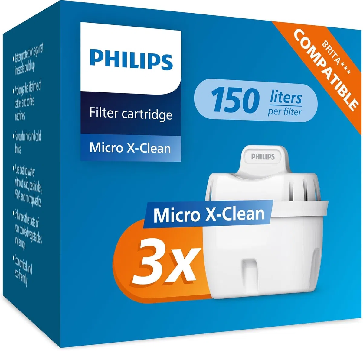 Cartouche filtre à eau Philips Pack de 3 filtres pour carafes filtrantes Philips gamme Mayflower