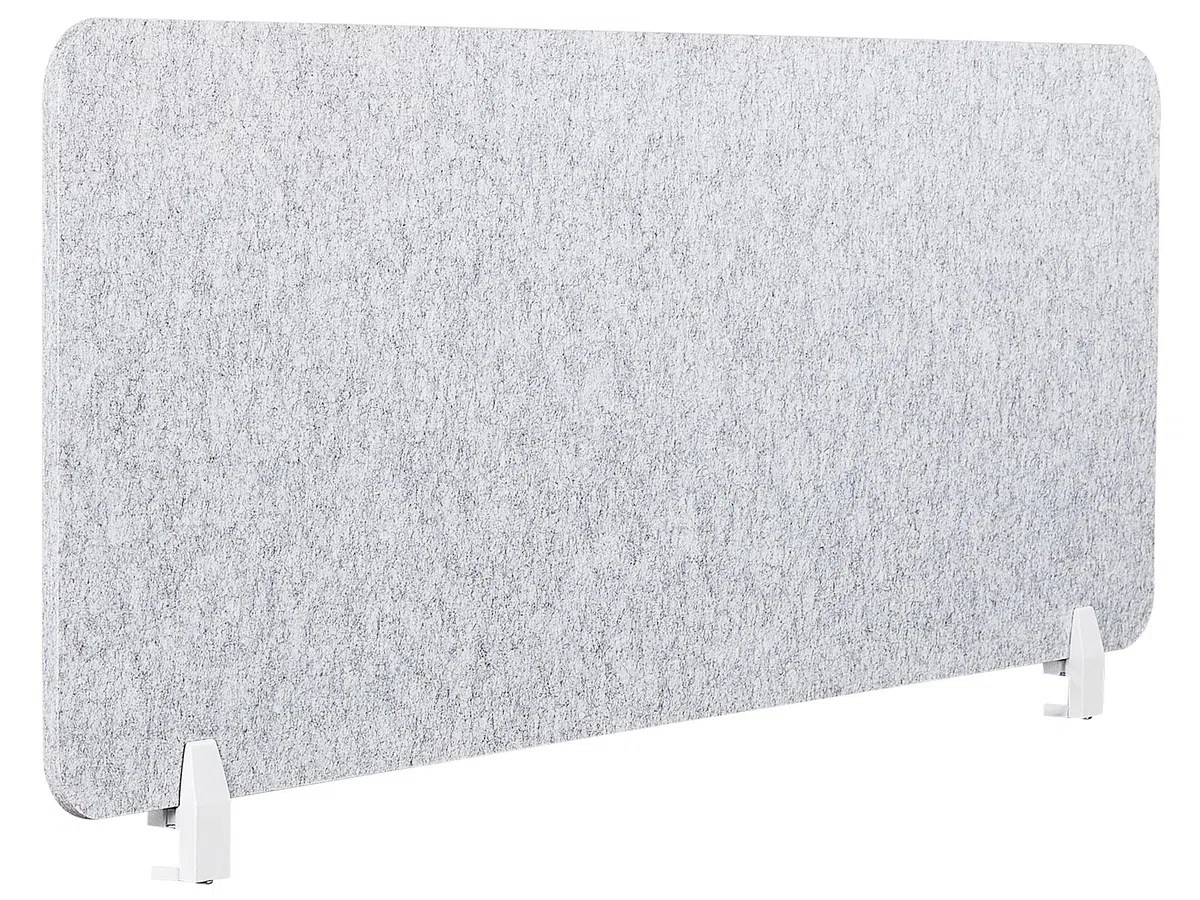 Beliani Panel Separador acústico biombo Escritorio Pet Abrazaderas de Montaje Tela tapizado 160 x 50 cm Gris Split