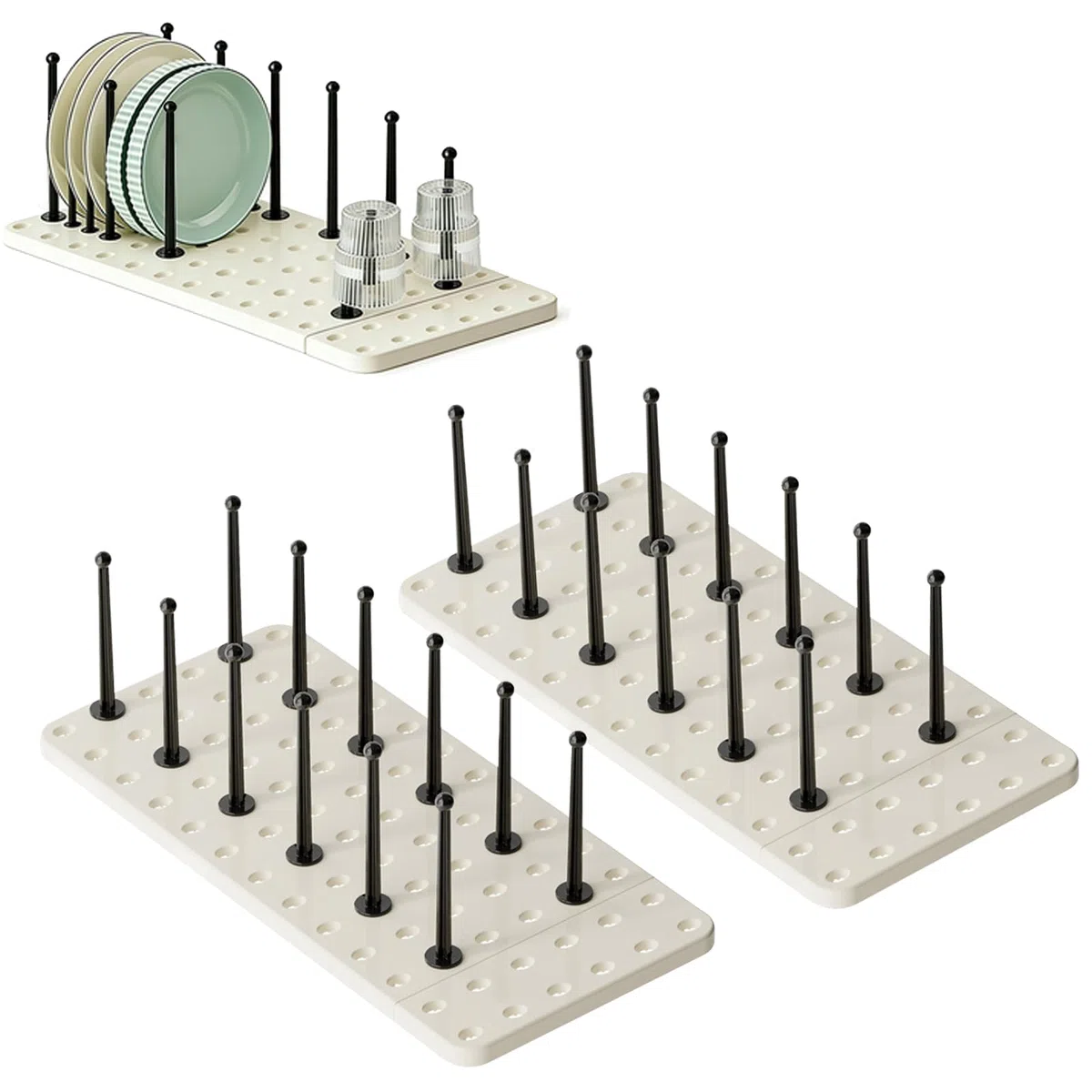 Organizador de Cajones de Cocina, Pack de 2 - Organizador de Sartenes y Ollas para Cajón, Organizador Ajustable para Ollas, Sartenes, Tapas y Contenedores - Ahorra Espacio