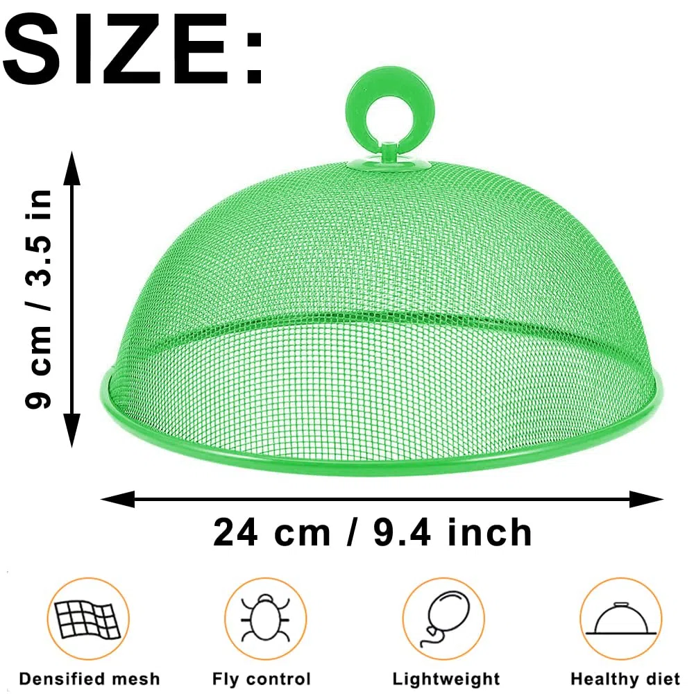 3 Piezas Protector de Cubierta de Comida, Cubierta de Malla para Alimentos, Cubierta Comida Malla Metálica, Protección contra Moscas de Metal con Asa, para Cocina, Picnic (Verde)