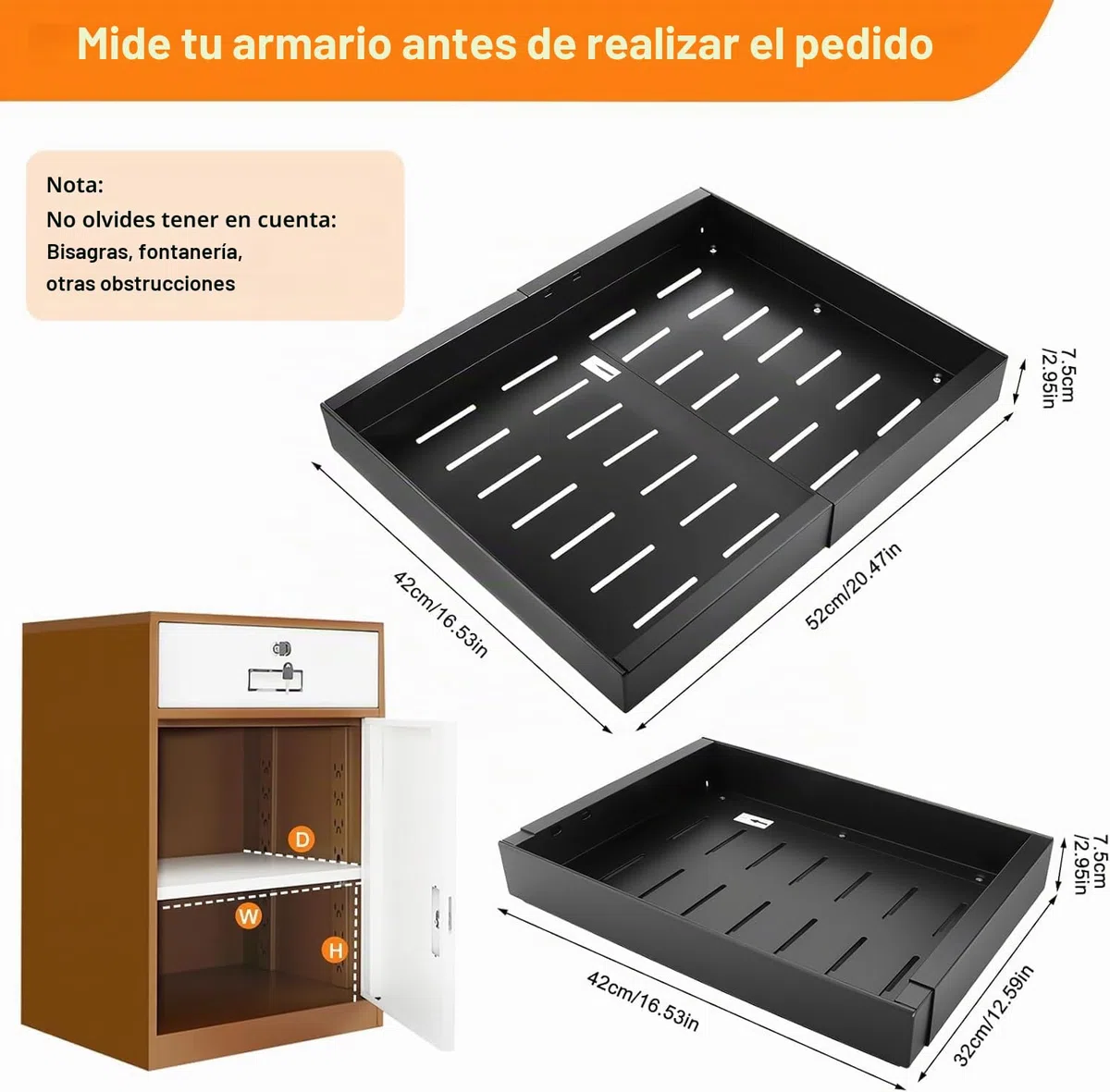 Cajones Extraibles Para Cocina,Bandeja Armario Telescópico Adhesivos,Cajones Deslizantes Para Cocina,Ancho Ajustable De 32 a 53 Cm Con Riel Autoadhesivo Silencioso,No Requiere Taladrar Ni Clavar