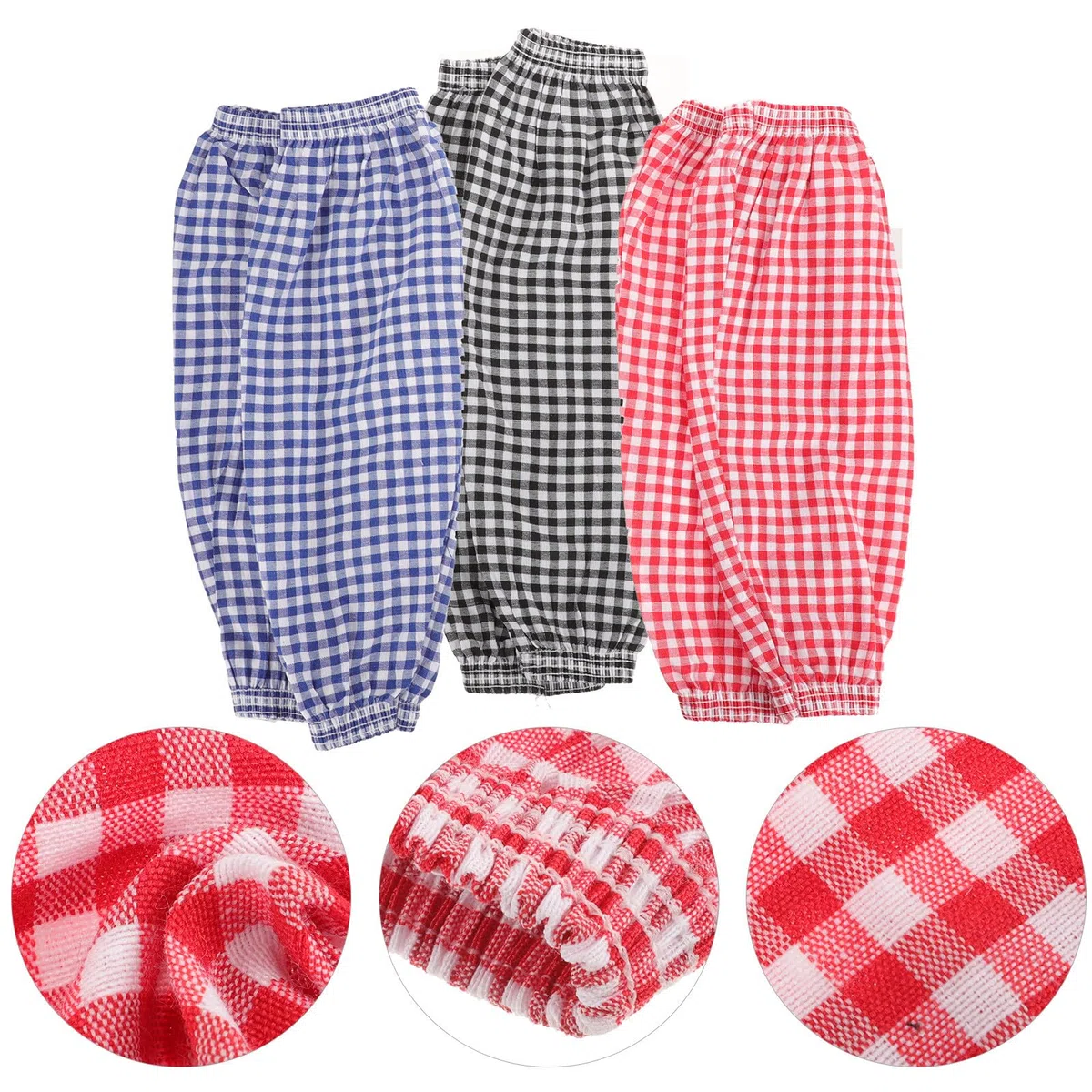 Cabilock Mangas de Cuadros de Brazos Lino Algodón en Patrón y al para Resistentes Aceite y Suciedad, 3 Pares Ideales para Trabajo Oficina y Jardinería