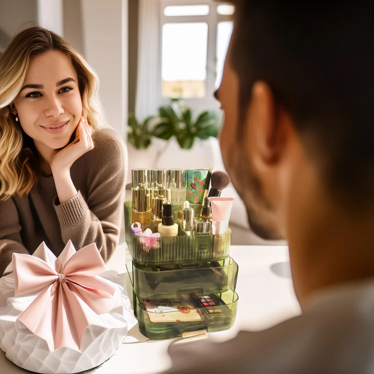 Organizador de Maquillaje y Escritorio Cajones - Makeup Organizer - Perfumes - Organizador de Baño - Tocador de Maquillaje - Bathroom Organizer - Regalo Mujer (Transparente)