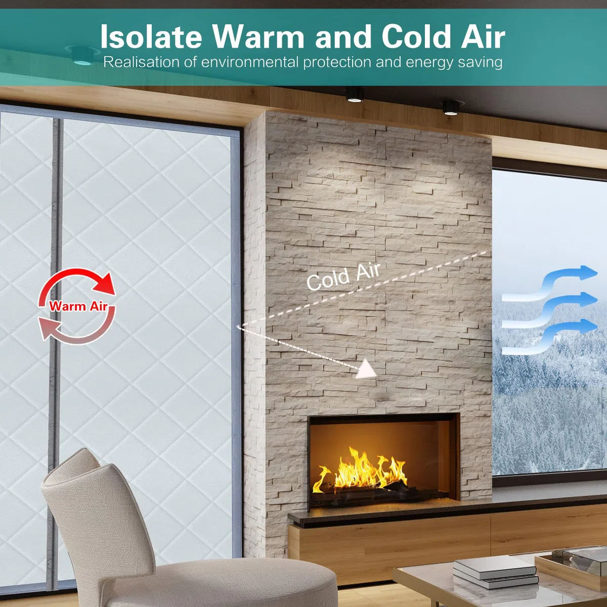 Fillis Cortina magnética de protección térmica, 100 x 220 cm, cortina térmica para puerta de piel sintética, con aislamiento térmico, resistente al viento y de bajo consumo, protección contra el frío