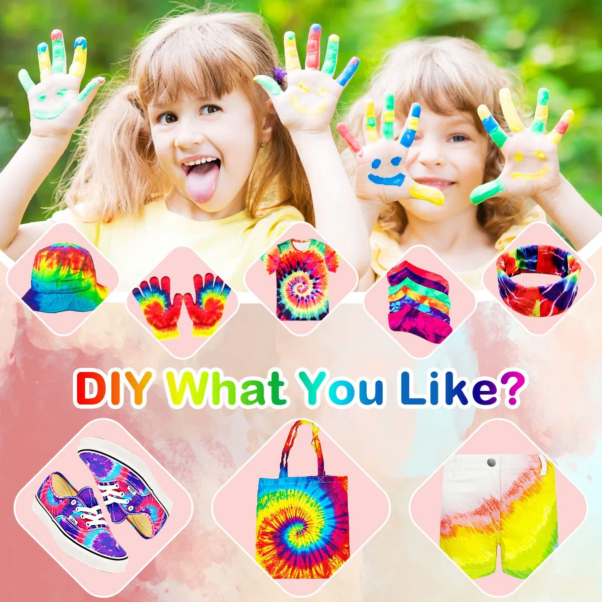 Tinte Ropa, Tie Dye Kit 36 Colores Manualidades Niños Juguetes Niña Tinte Textil Regalos Niños Adultos, Tinte de Tela Permanente no tóxico Set de Arte, Creativas manualidades de Bricolaje