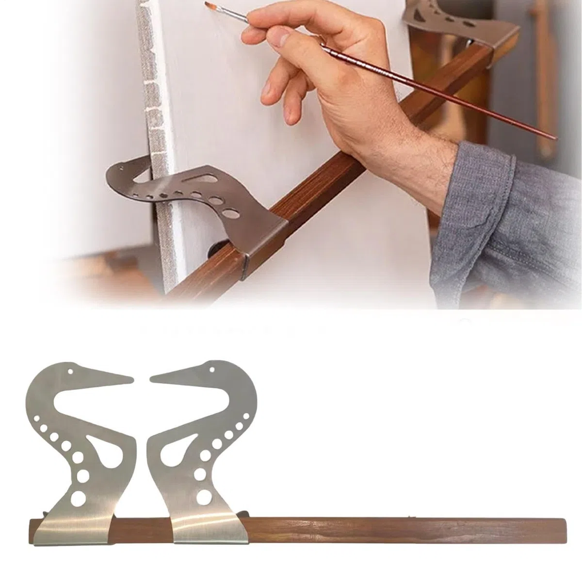 Caballete de , puente de soporte de mano, caballete ajustable, barra de soporte de apoyo de metal, reposamuñecas de metal, reposamuñecas para pintar las manos para el hogar, al aire libre, aula