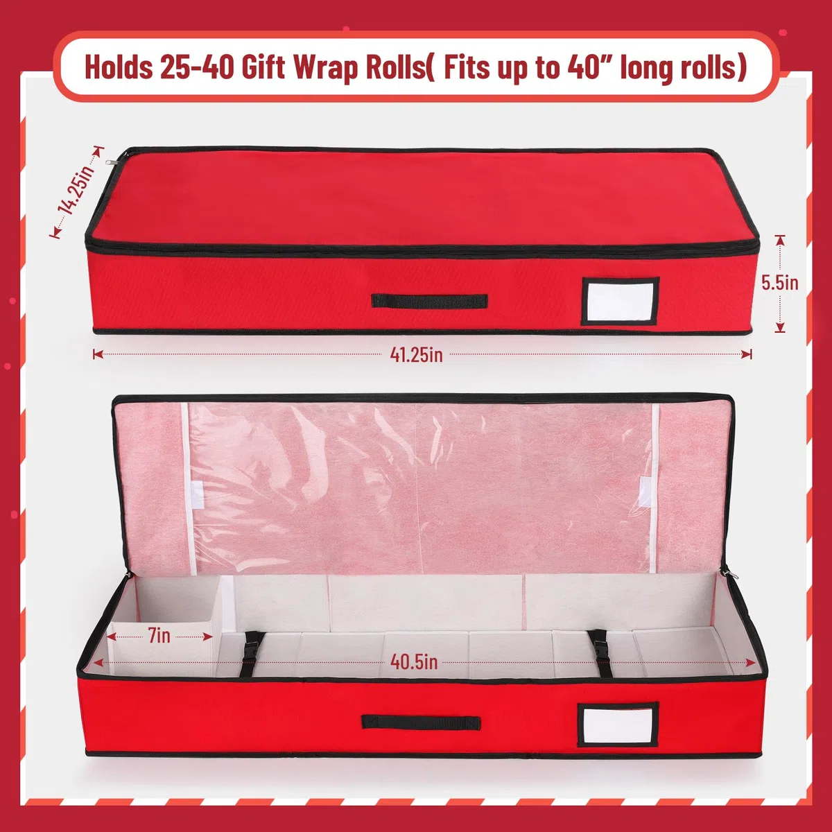 Bolsa de Almacenamiento de Papel de Navidad, Ohuhu Organizador para Papeles, con Tela Oxford 600D Resistente al Desgarro e Impermeable, Almacenamiento Papel de Envoltura de 18 a 24 Rollos Estándar