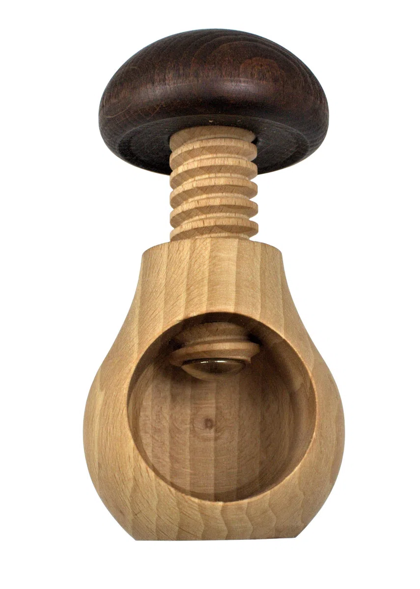 EFO Cascanueces de Madera en Forma de Seta - Herramienta Cascanueces para Abrir fácilmente Todas Las nueces, nueces, avellanas, almendras - Cascanueces de Madera de Haya Maciza Natural
