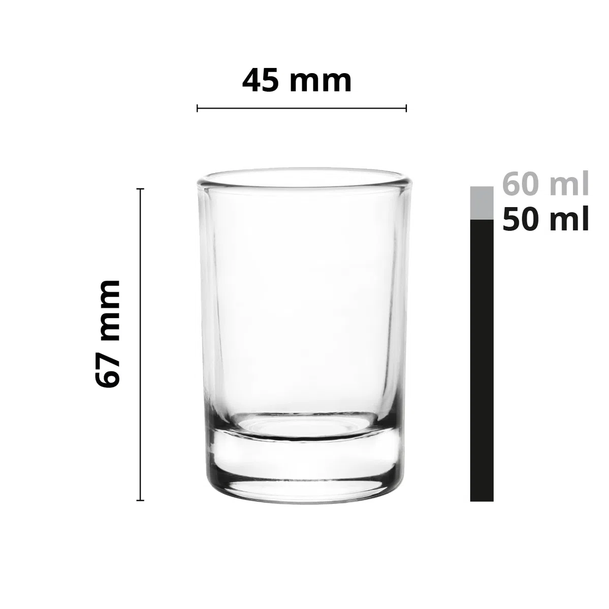 Glasmark KROSNO 1992 Vasos de Chupito con Base Gruesa – Juego de 12 – 60 ml – Transparente – Apto para Lavavajillas