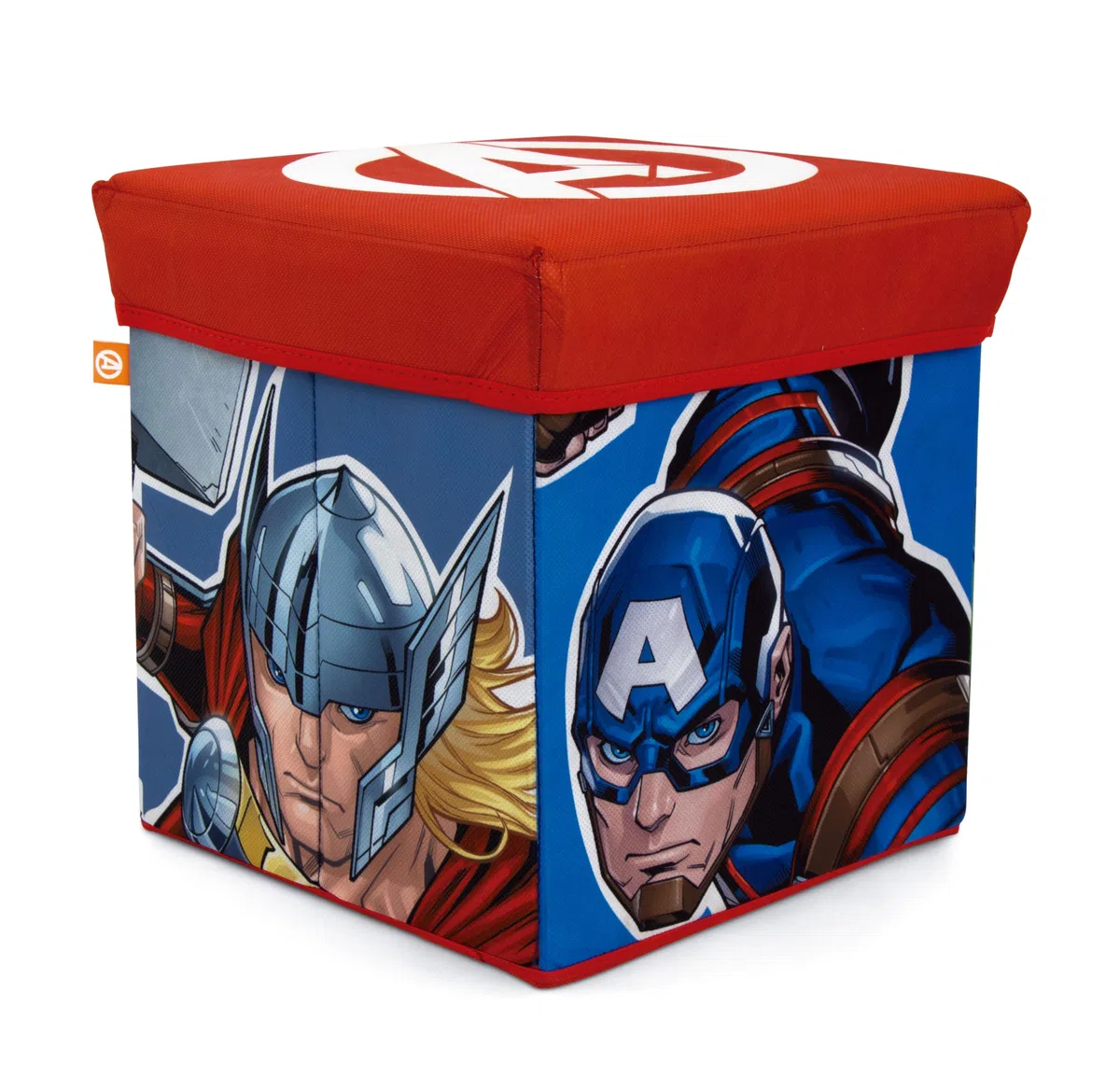 ARDITEX - Cubo plegable infantil Avengers con tapa acolchada y función de asiento - Licencia Oficial Marvel - 30x30x30 cm - Caja decorativa con Capitán América, Hulk, Thor e Ironman