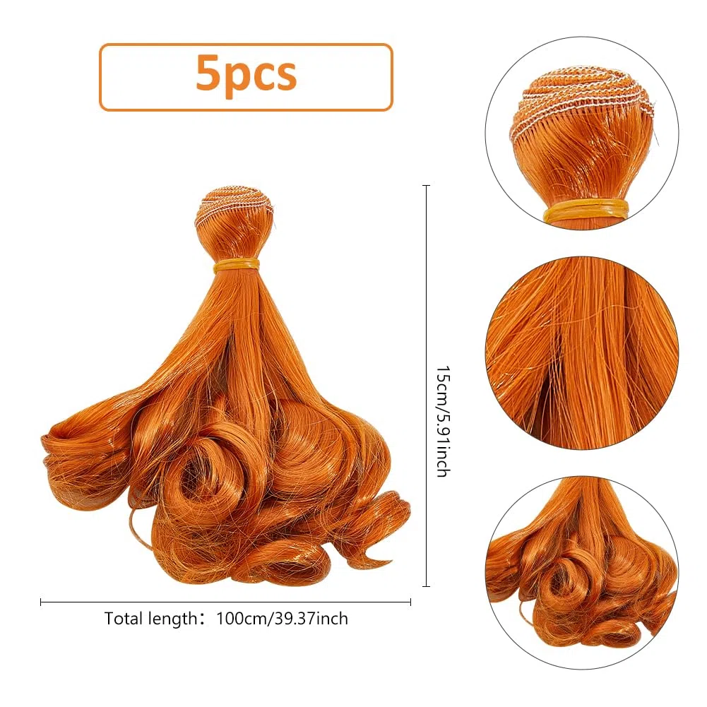 DICOSMETIC 5 piezas de pelo de muñeca de 15 cm, pelo corto rizado de fibra de alta temperatura, extensiones de pelo sintético de color chocolate, reemplazo para kits de fabricación de muñecas