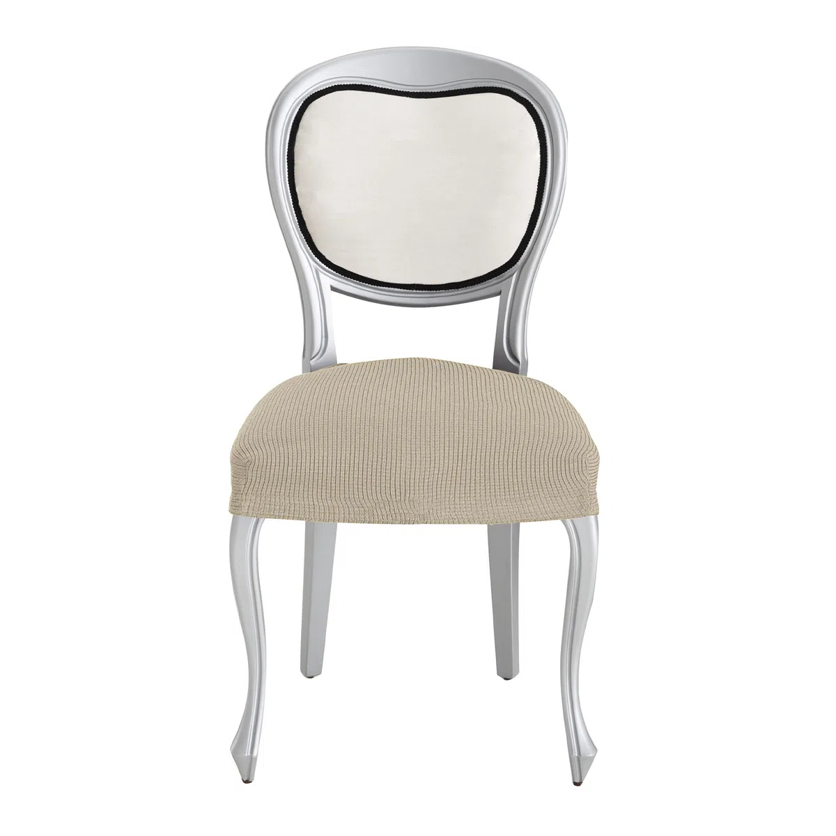 Eysa Ulises Funda de Silla sin Respaldo elástica, Pack de 2, Color Crudo
