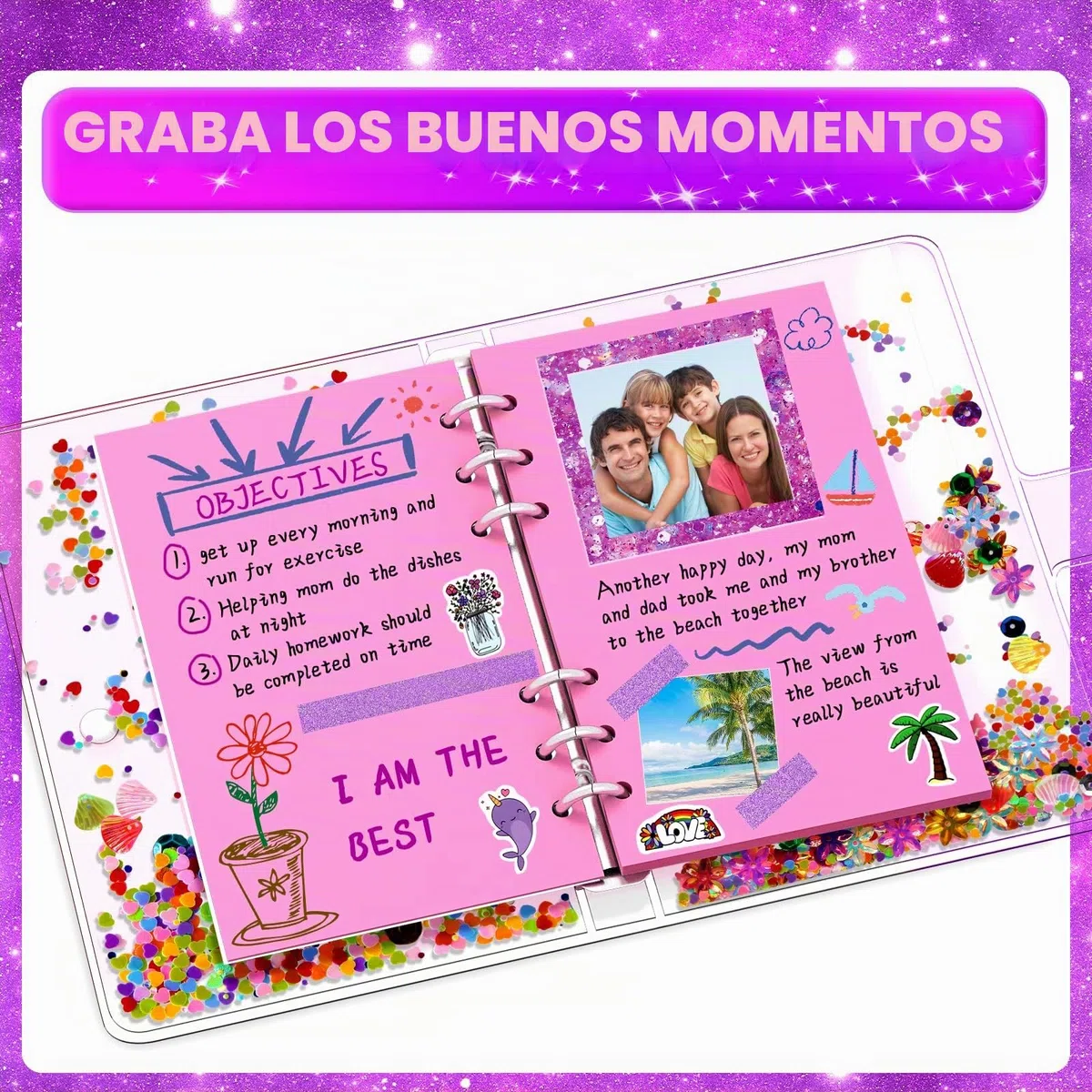 Aocii Kit de diario de bricolaje para niñas, regalos para niñas de 6 a 14 años, conjunto de suministros para álbumes de recortes y diarios
