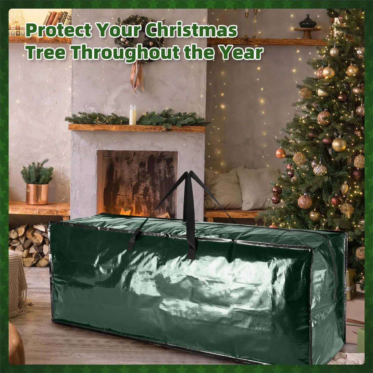 Paquete de 2 Bolsas de Almacenamiento para Árbol de Navidad, Contenedores Extra Grandes para Árboles de Navidad de Hasta 7.5 Pies, Reforzados, Impermeables, con Cremallera y Asas