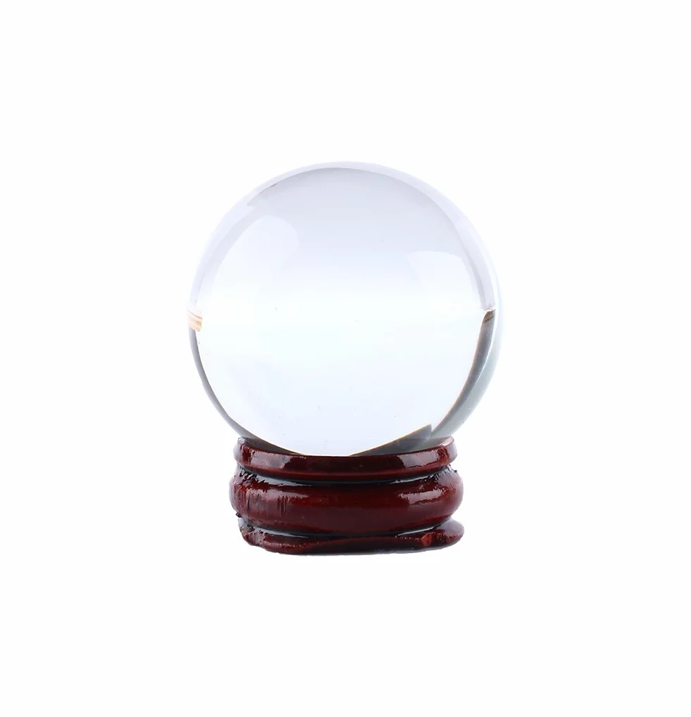 Bola de Cristal Transparente 80mm con Base, Decoración Elegante para Hogar Meditación o Fotografía Cristal Óptico