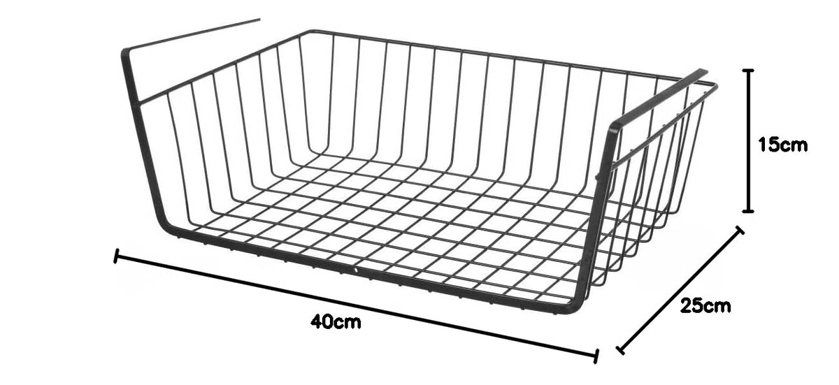 Cesta Colgante de Estante de Metal Negra para Cocina Factory de 40x25x15 cm (Negra)